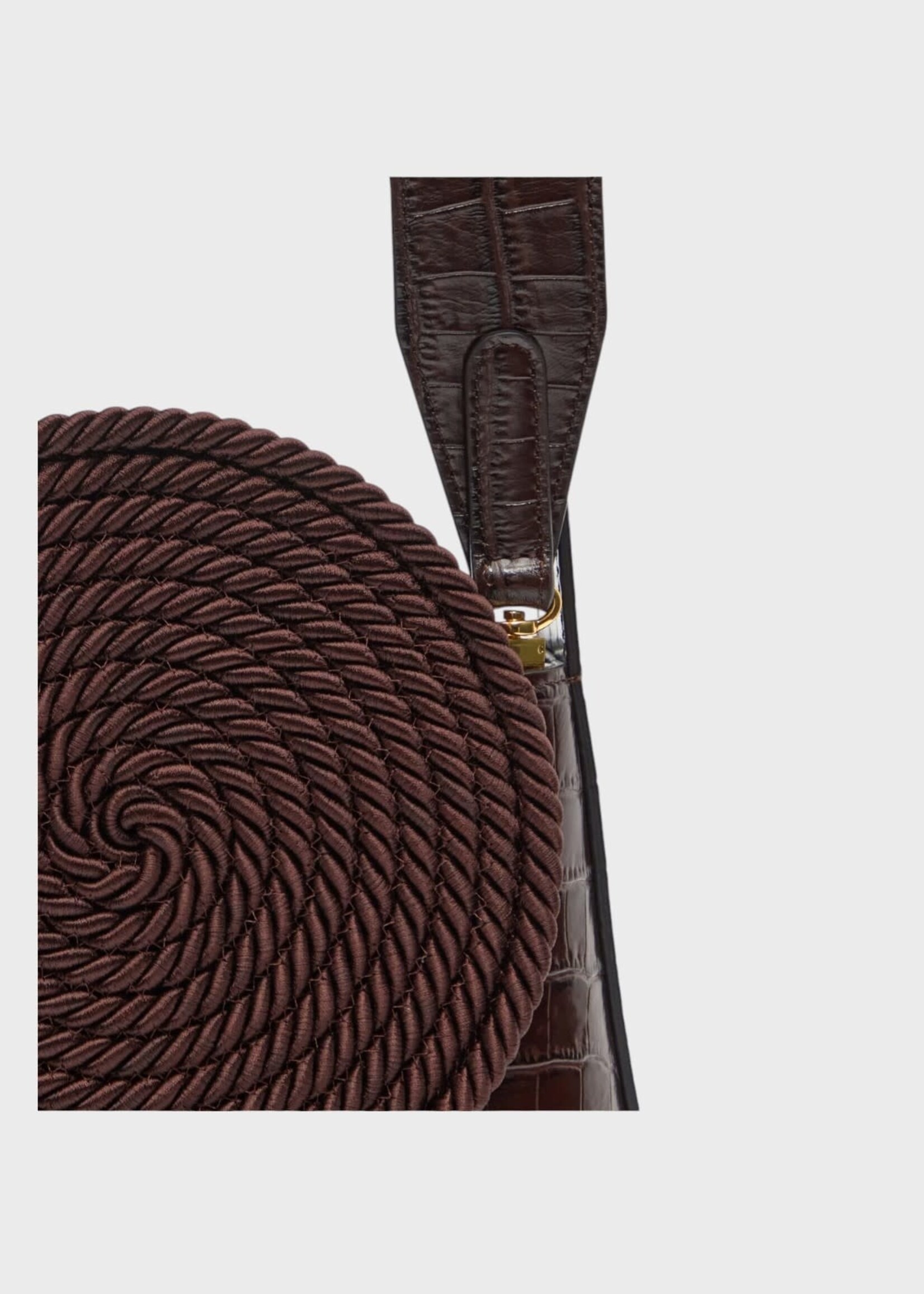 Destree Destree Bag, Brown, Gunther Croco Embossed Passementerie Bag in Dark Brown