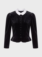 Destree Destree Shirt, Multi, Amoako Velvet Puff Sleeve Jacket in Black & White