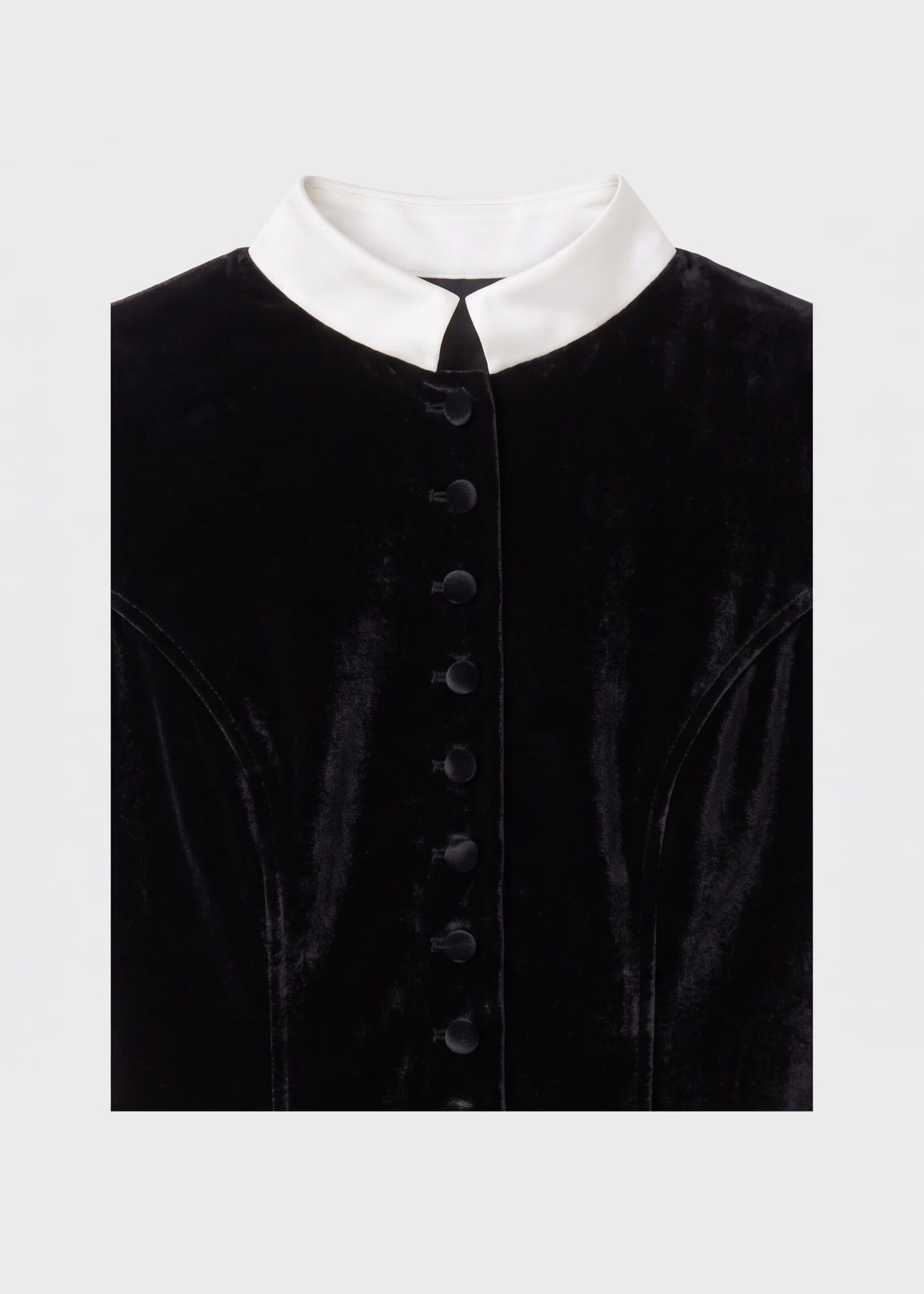 Destree Destree Shirt, Multi, Amoako Velvet Puff Sleeve Jacket in Black & White