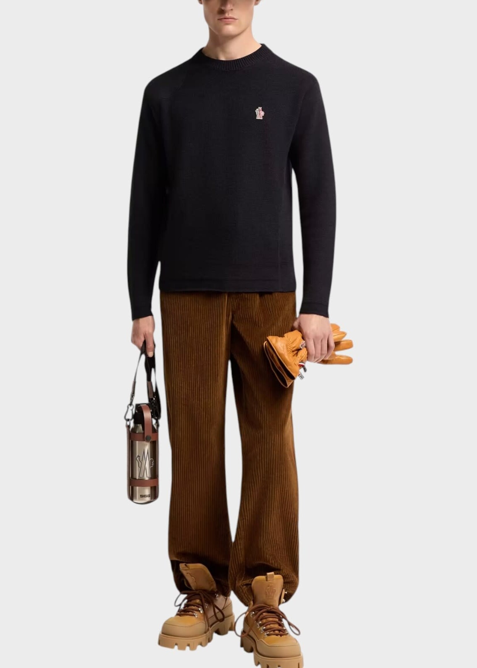 Moncler Grenoble Moncler Grenoble Knitwear, Navy, Merino Wool Crew Neck Knitwear w/ Logo Embroidery