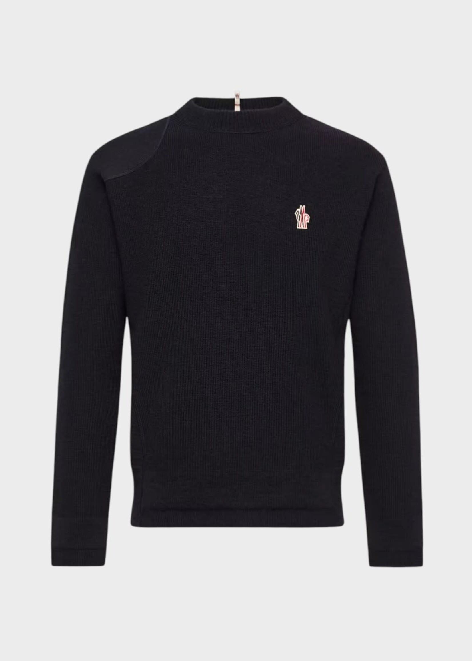 Moncler Grenoble Moncler Grenoble Knitwear, Navy, Merino Wool Crew Neck Knitwear w/ Logo Embroidery