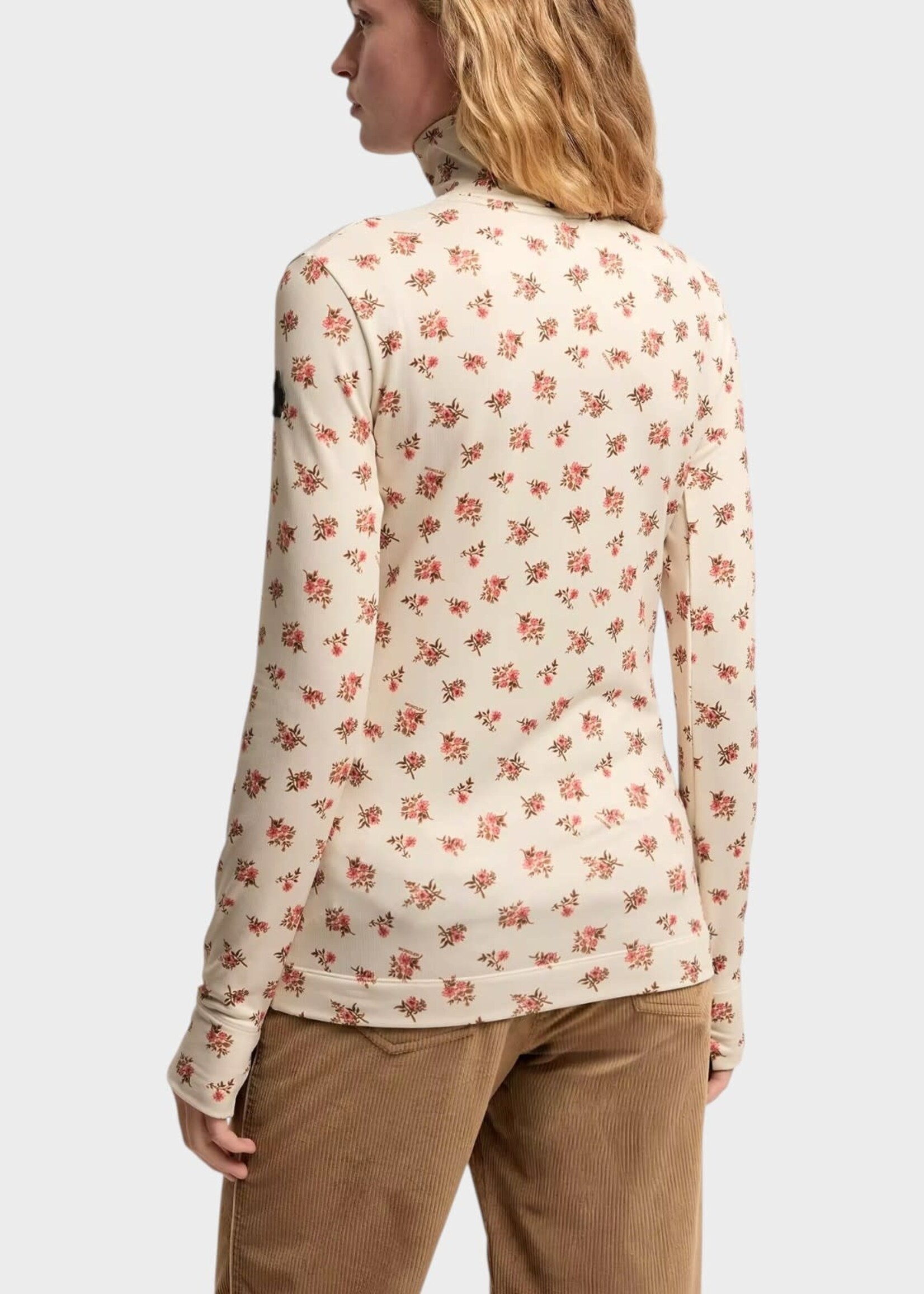 Moncler Grenoble Moncler Grenoble Top, Print, Polo Neck Top In White w/ Floral Print