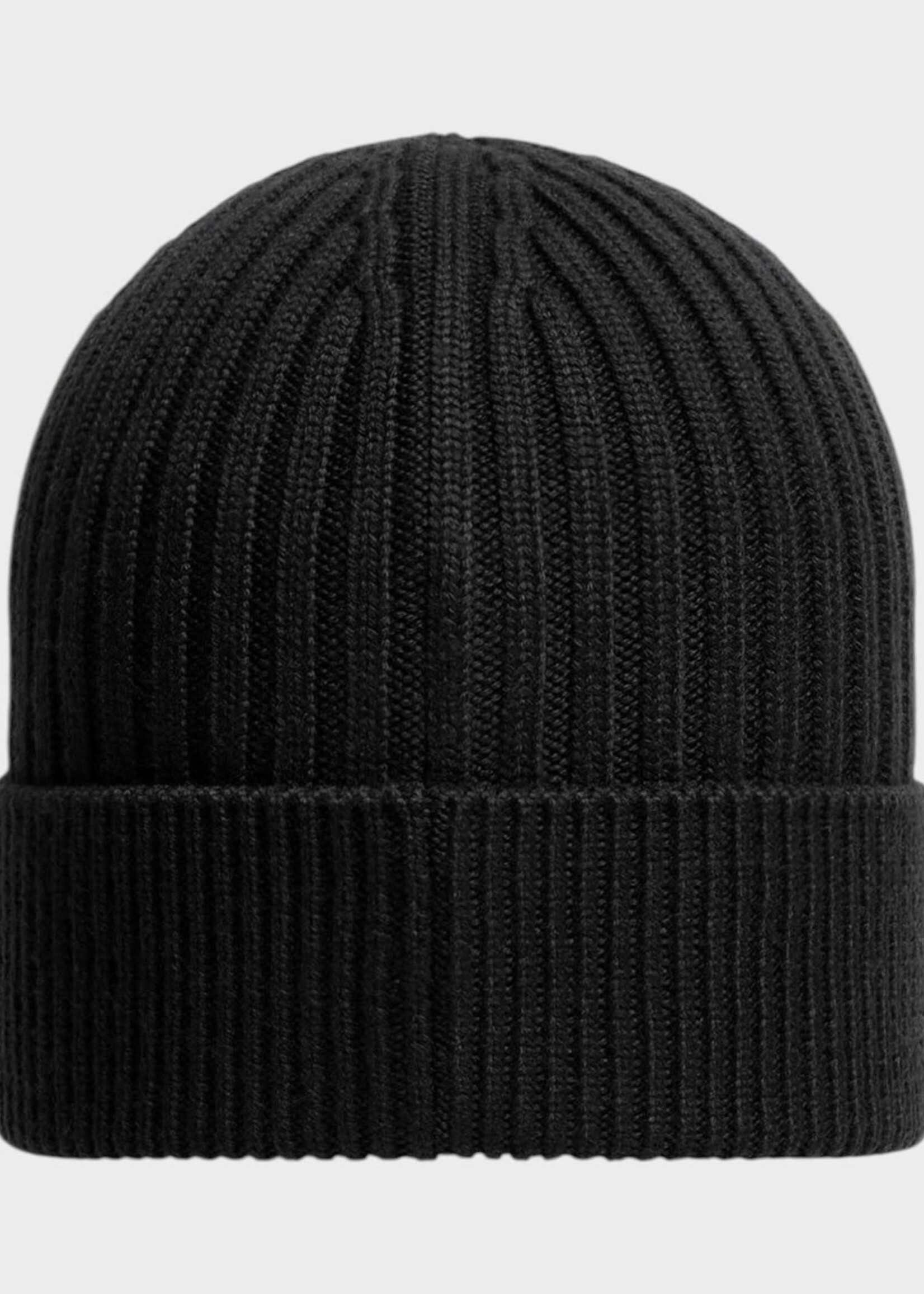 Moncler Grenoble Moncler Grenoble Hat, Black, Wool Ribbed Beanie w/ Logo Embroidery