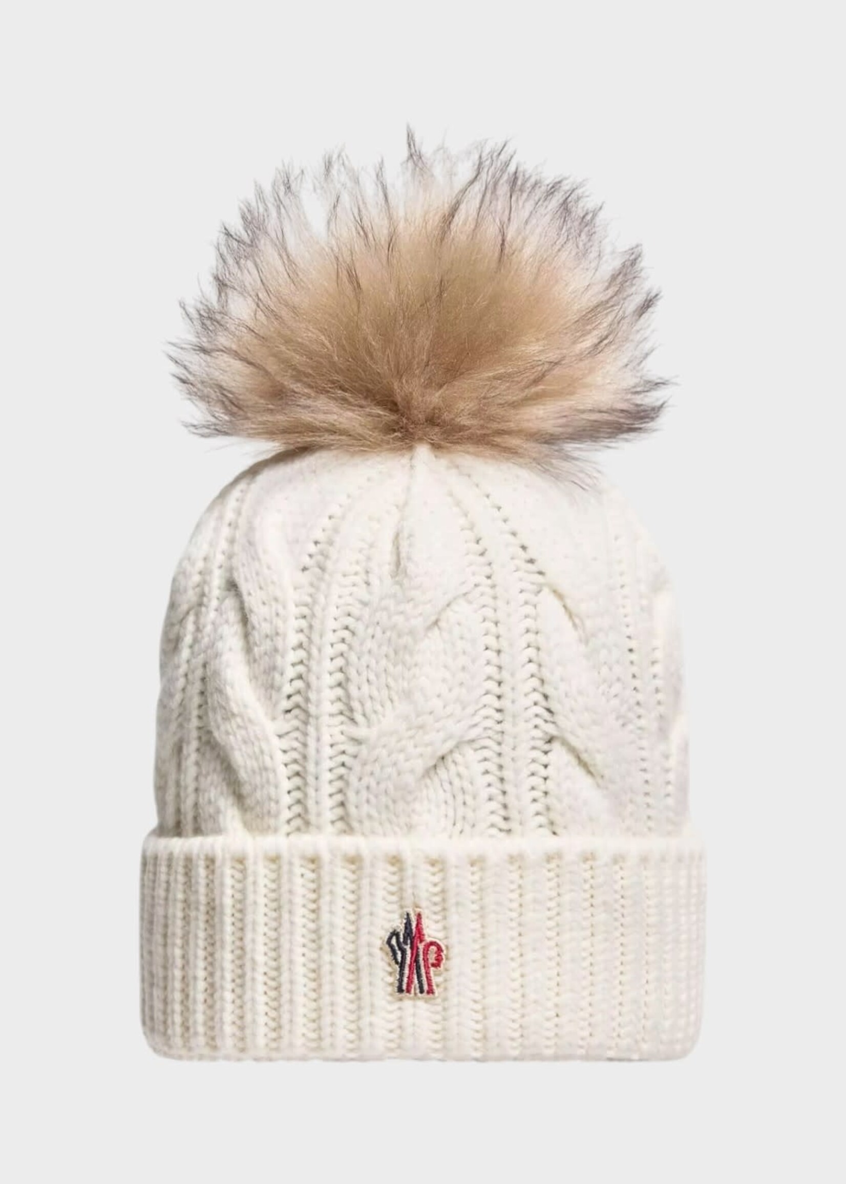 Moncler Grenoble Mocler Grenoble Hat, White, Wool & Cashmere Beanie w/ Pom Pom