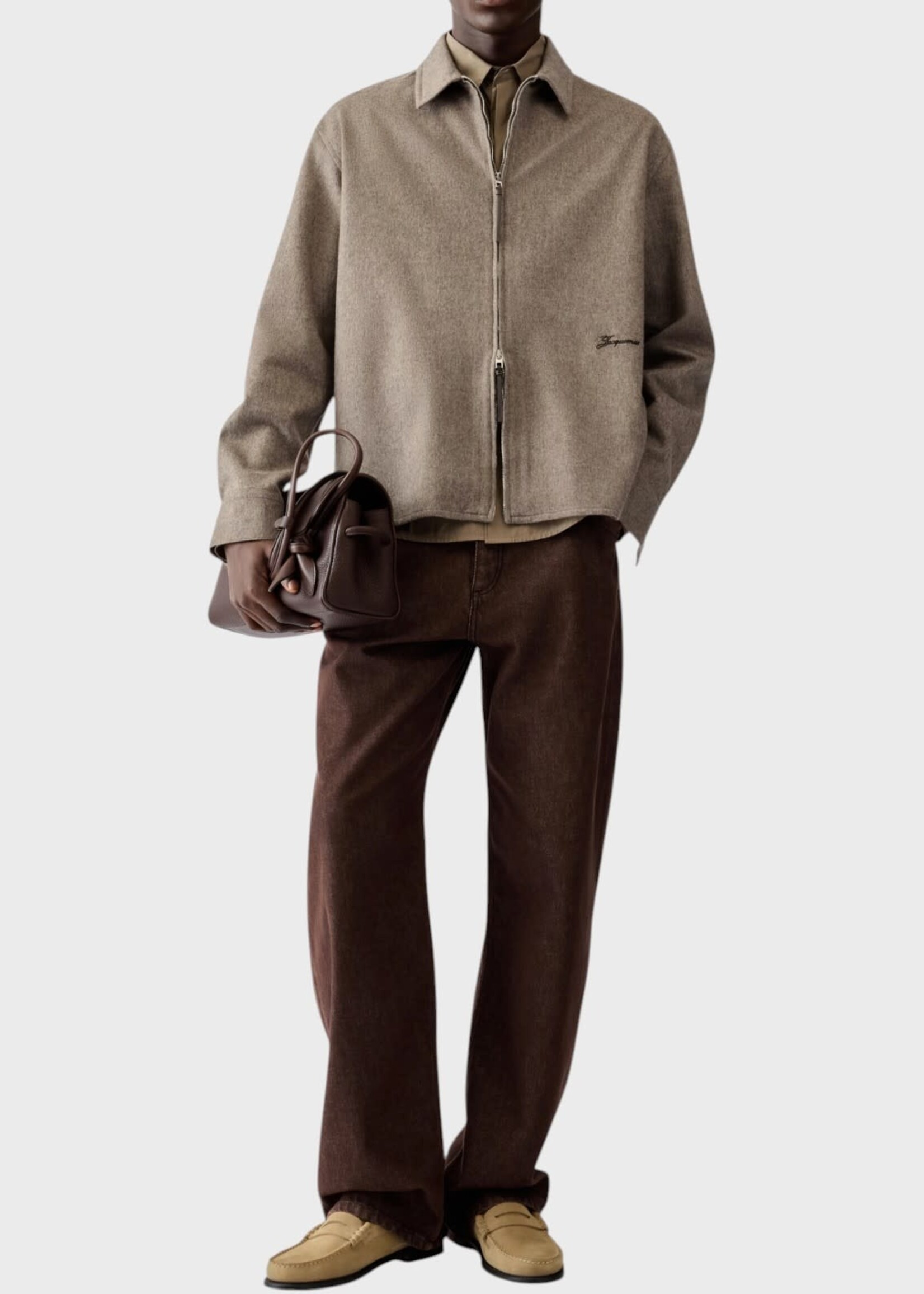Jacquemus Jacquemus Shirt, Beige, La Chemise Flash Wool Zipped Shirt In Beige