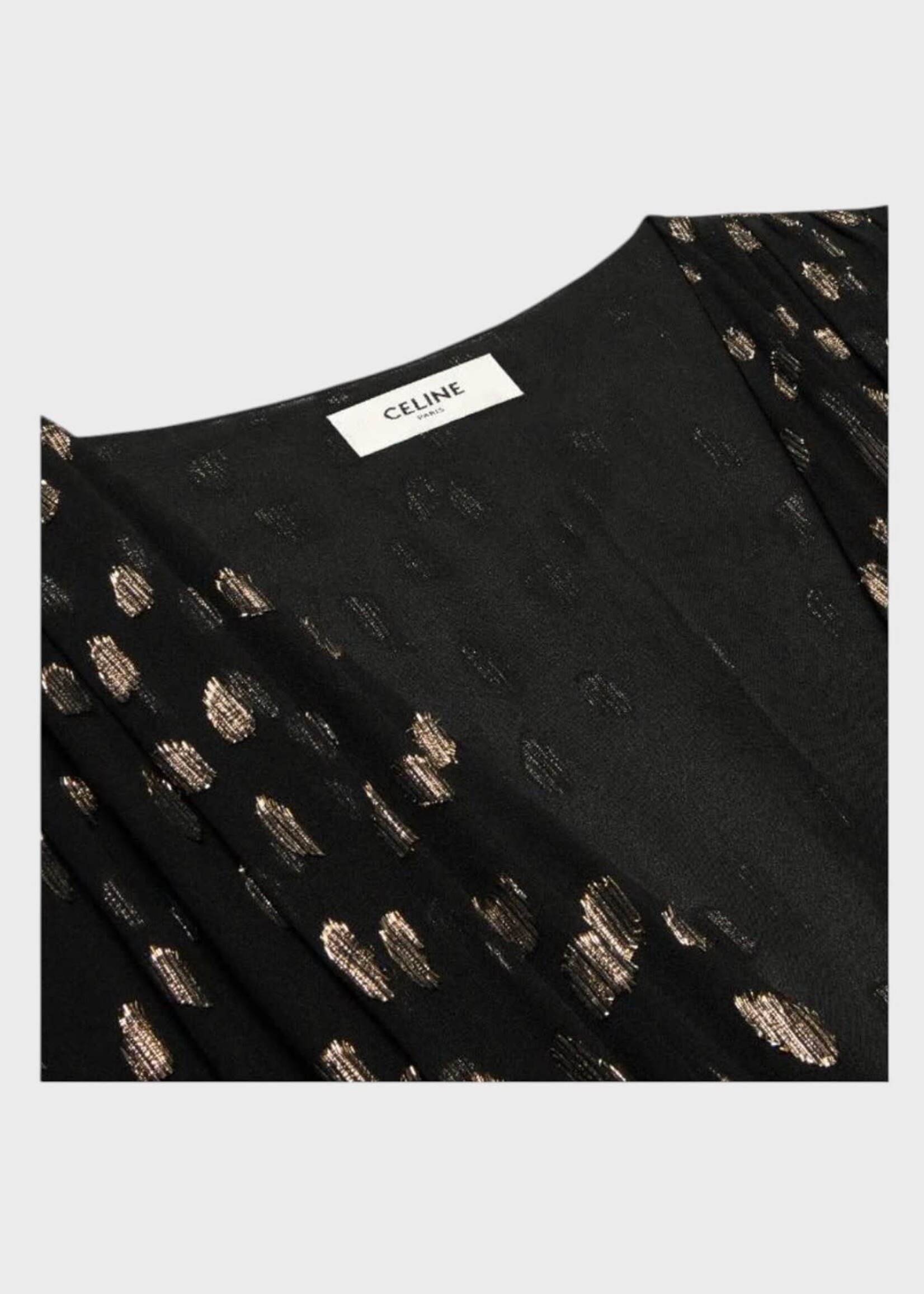 Celine Celine Dress, Black, Silk V-Neck Long Sleeve Long Dress In Black