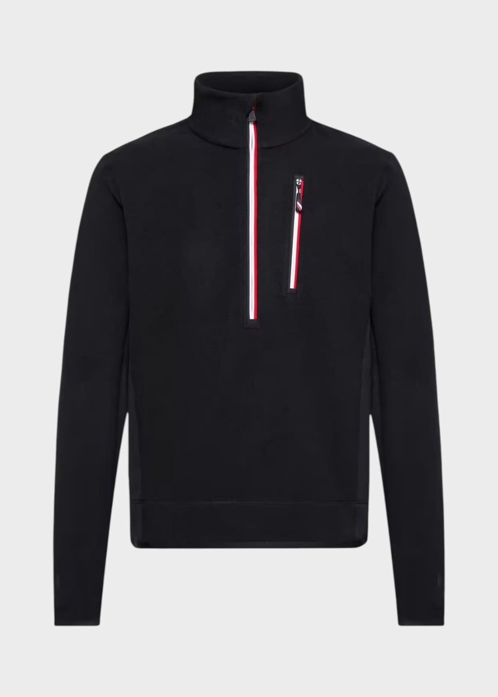 Moncler Grenoble Moncler Grenoble Sweatshirt, Black, Half Zip Polo Neck w/ Logo Patch