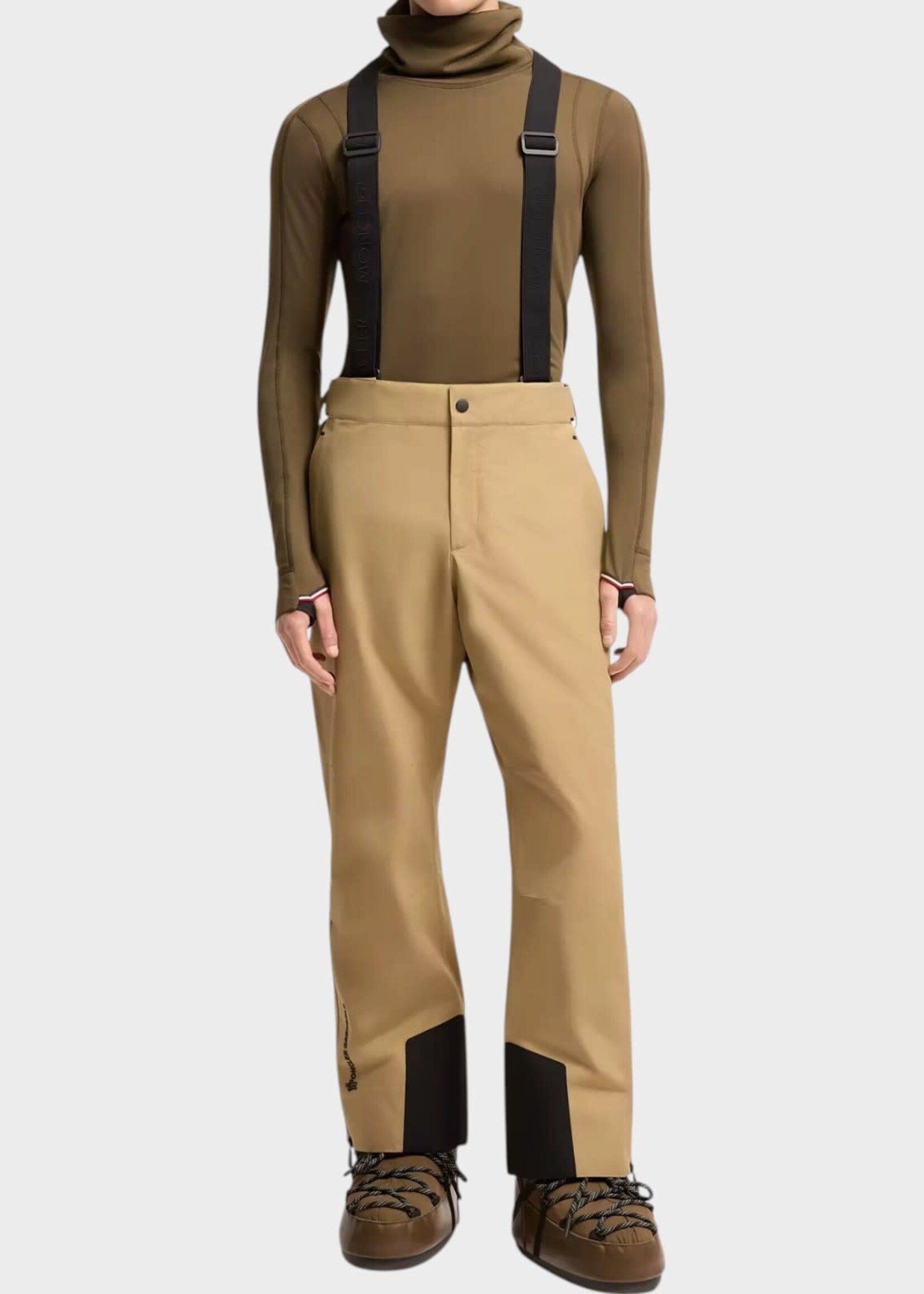 Moncler Grenoble Moncler Grenoble Trousers, Beige, Insulated Gore-Tex Ski Bib Pants In Beige & Black
