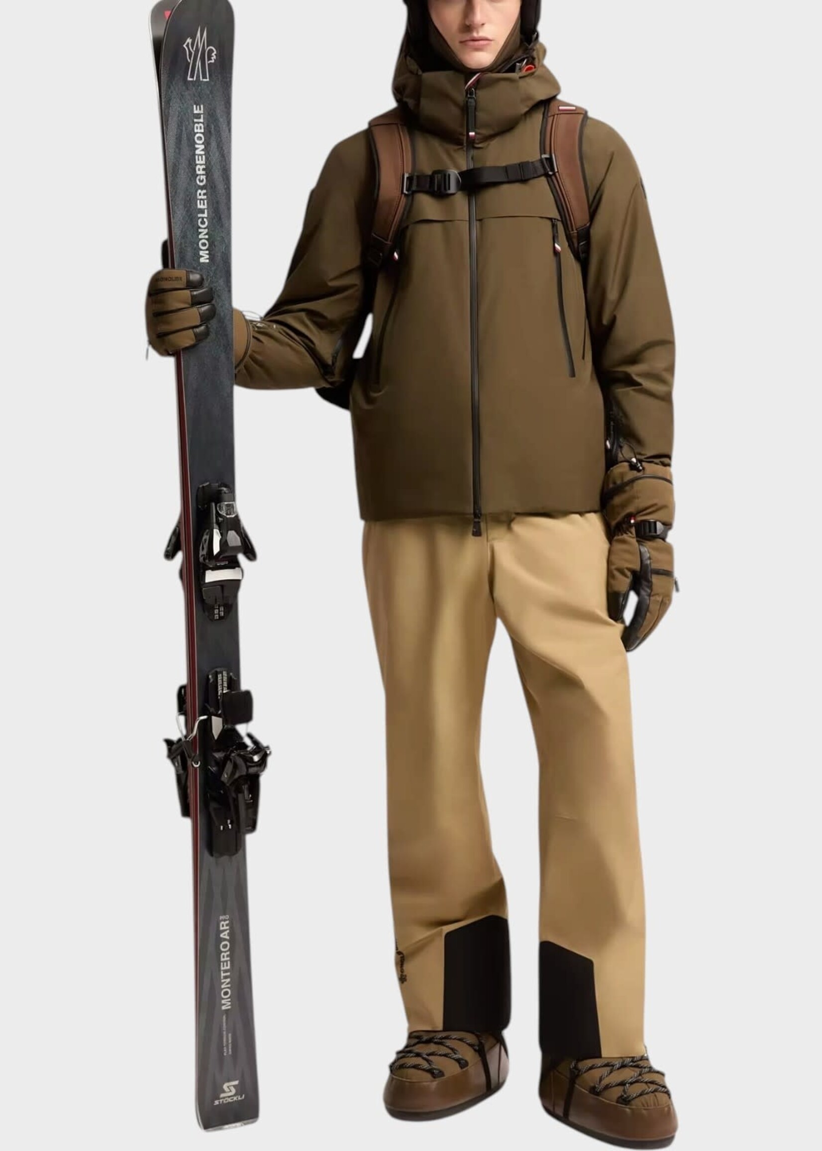 Moncler Grenoble Moncler Grenoble Trousers, Beige, Insulated Gore-Tex Ski Bib Pants In Beige & Black