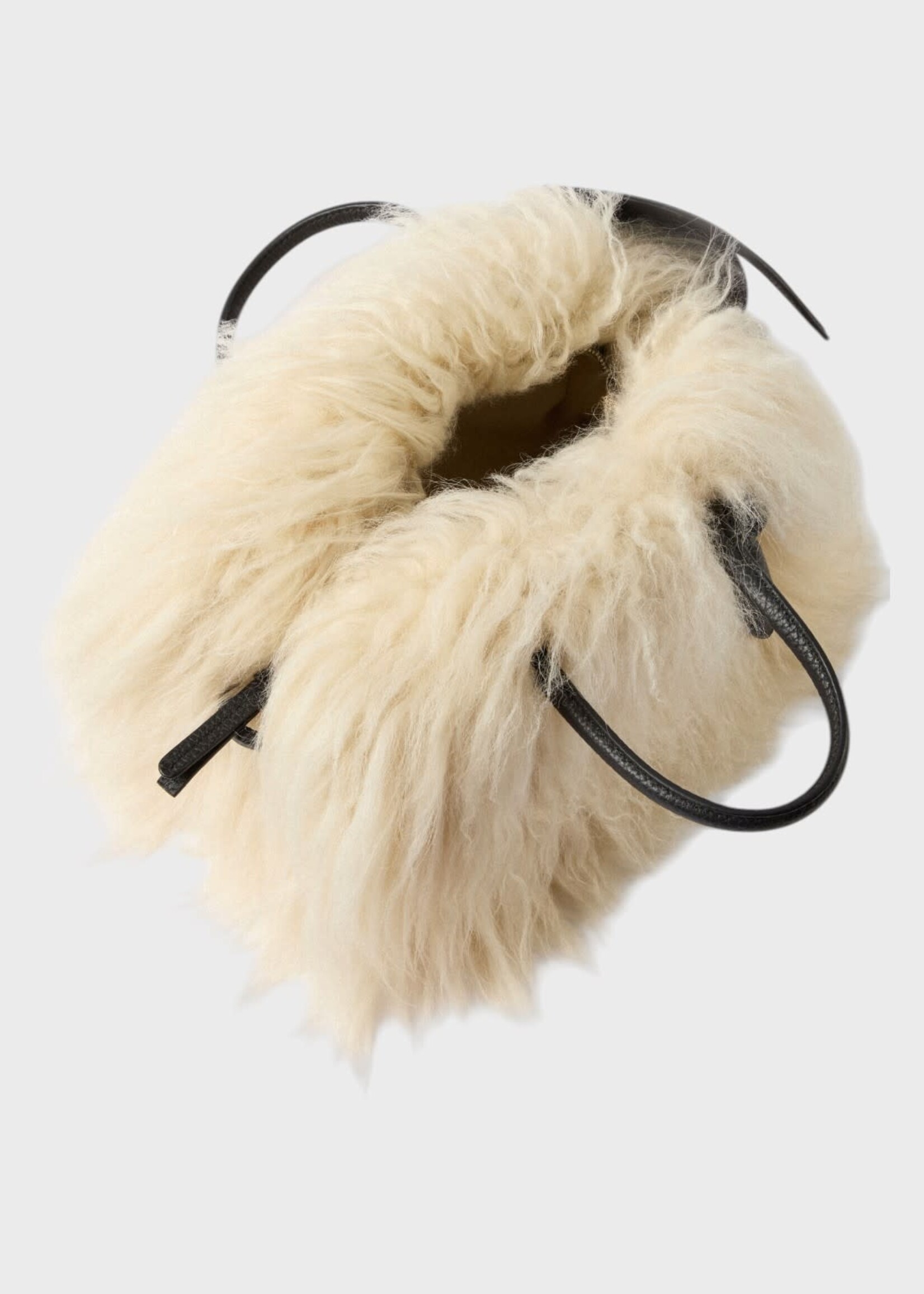 Jacquemus Jacquemus Bag, Multi, Le Petit Turismo Leather & Shearling Small Bowling Bag In Off-White & Black