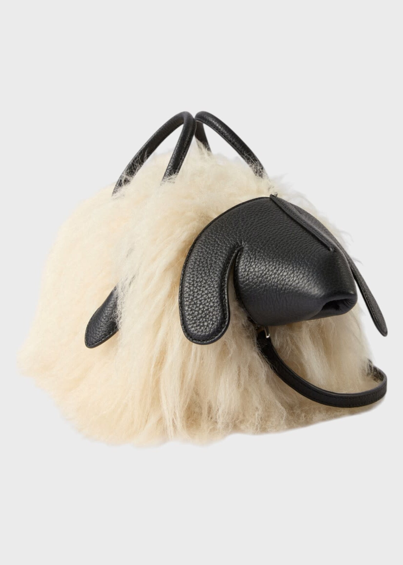 Jacquemus Jacquemus Bag, Multi, Le Petit Turismo Leather & Shearling Small Bowling Bag In Off-White & Black