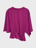 Christopher Esber Christopher Esber T-Shirt, Purple, Bree Cotton Quartz Asymmetric Draped Top In Plum