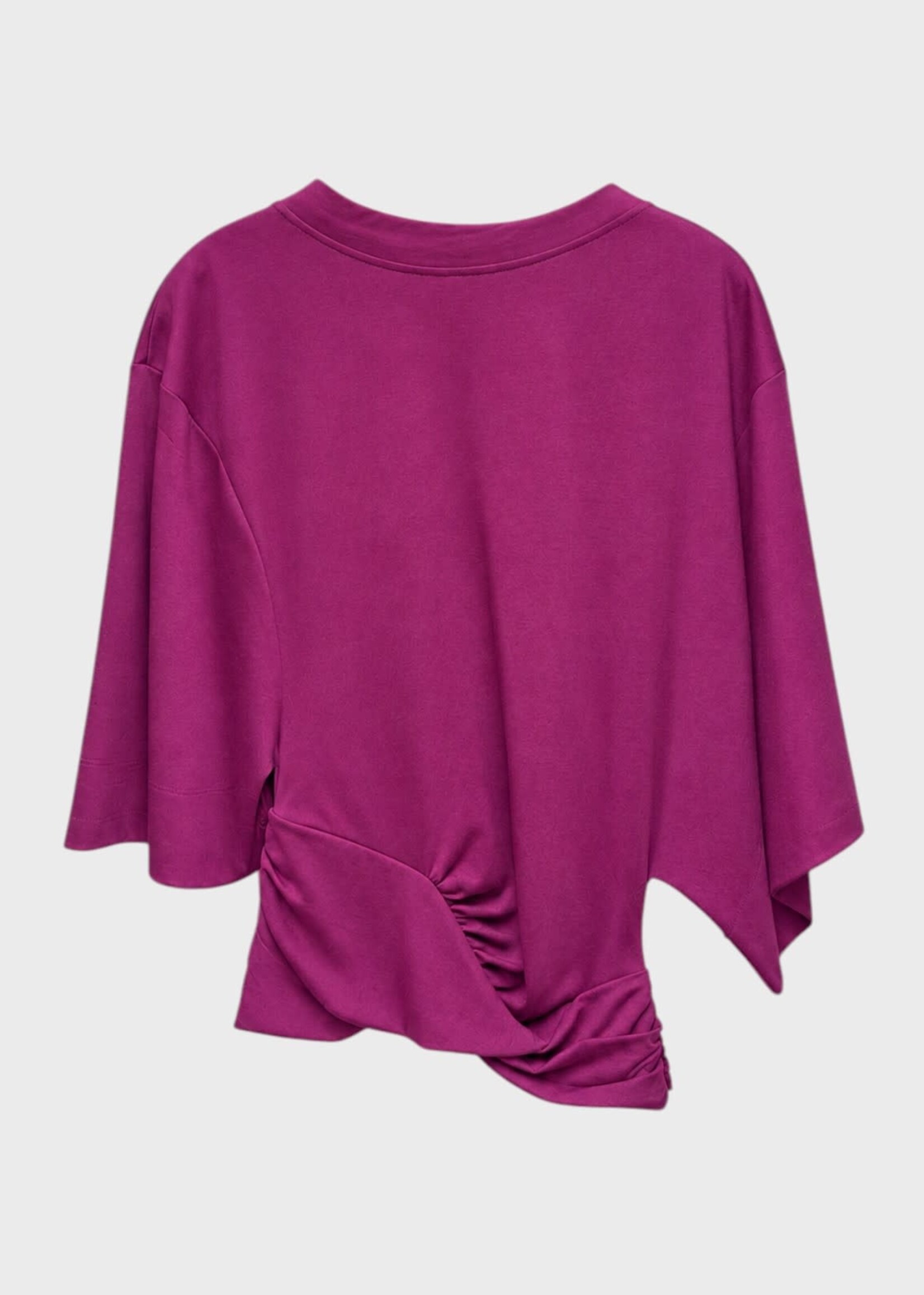 Christopher Esber Christopher Esber T-Shirt, Purple, Bree Cotton Quartz Asymmetric Draped Top In Plum