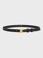 Celine Celine Belt, Black, Triomphe Taurillon Leather Small 18Mm In Black