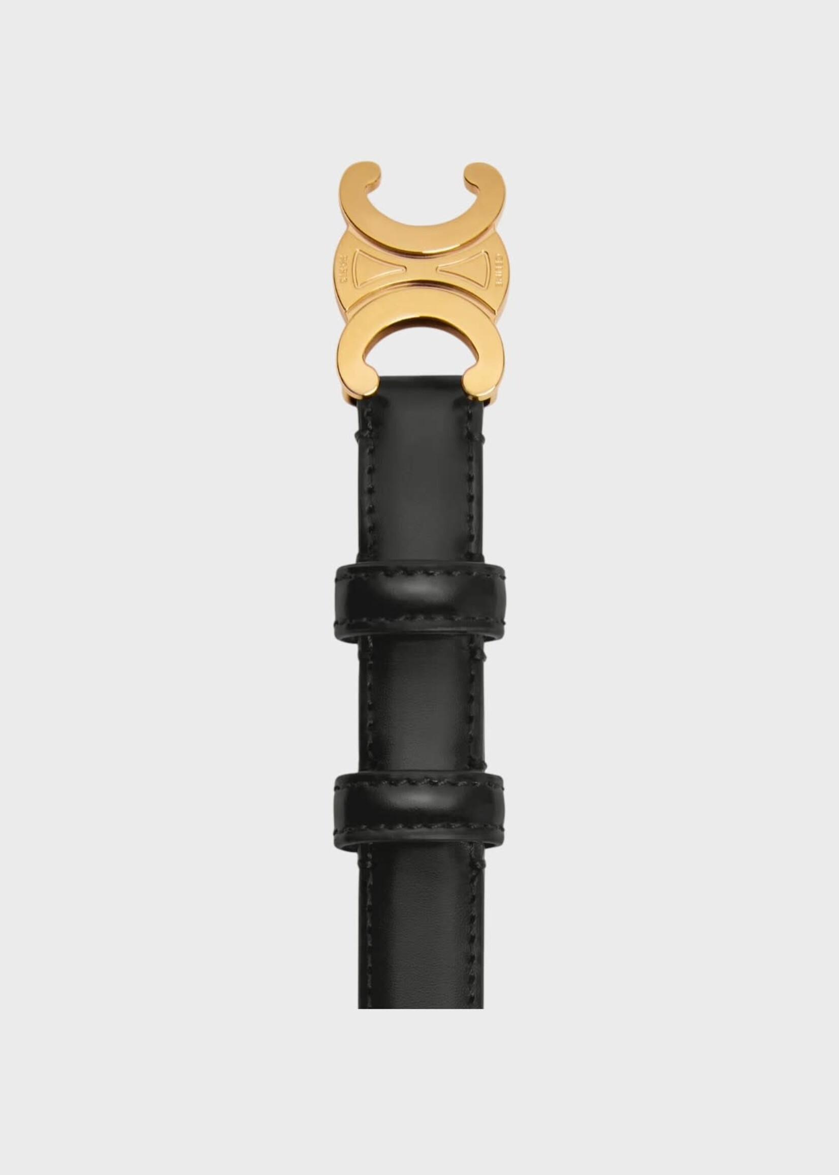 Celine Celine Belt, Black, Triomphe Taurillon Leather Small 18Mm In Black