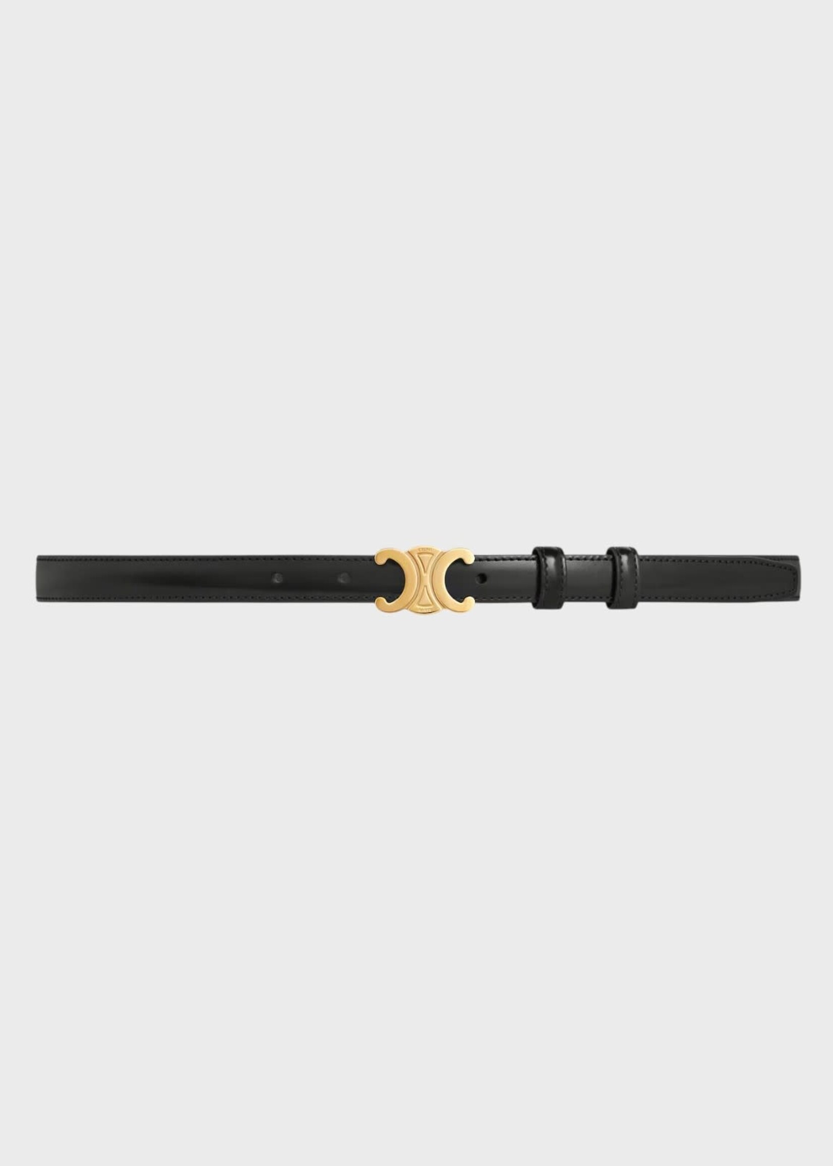Celine Celine Belt, Black, Triomphe Taurillon Leather Small 18Mm In Black