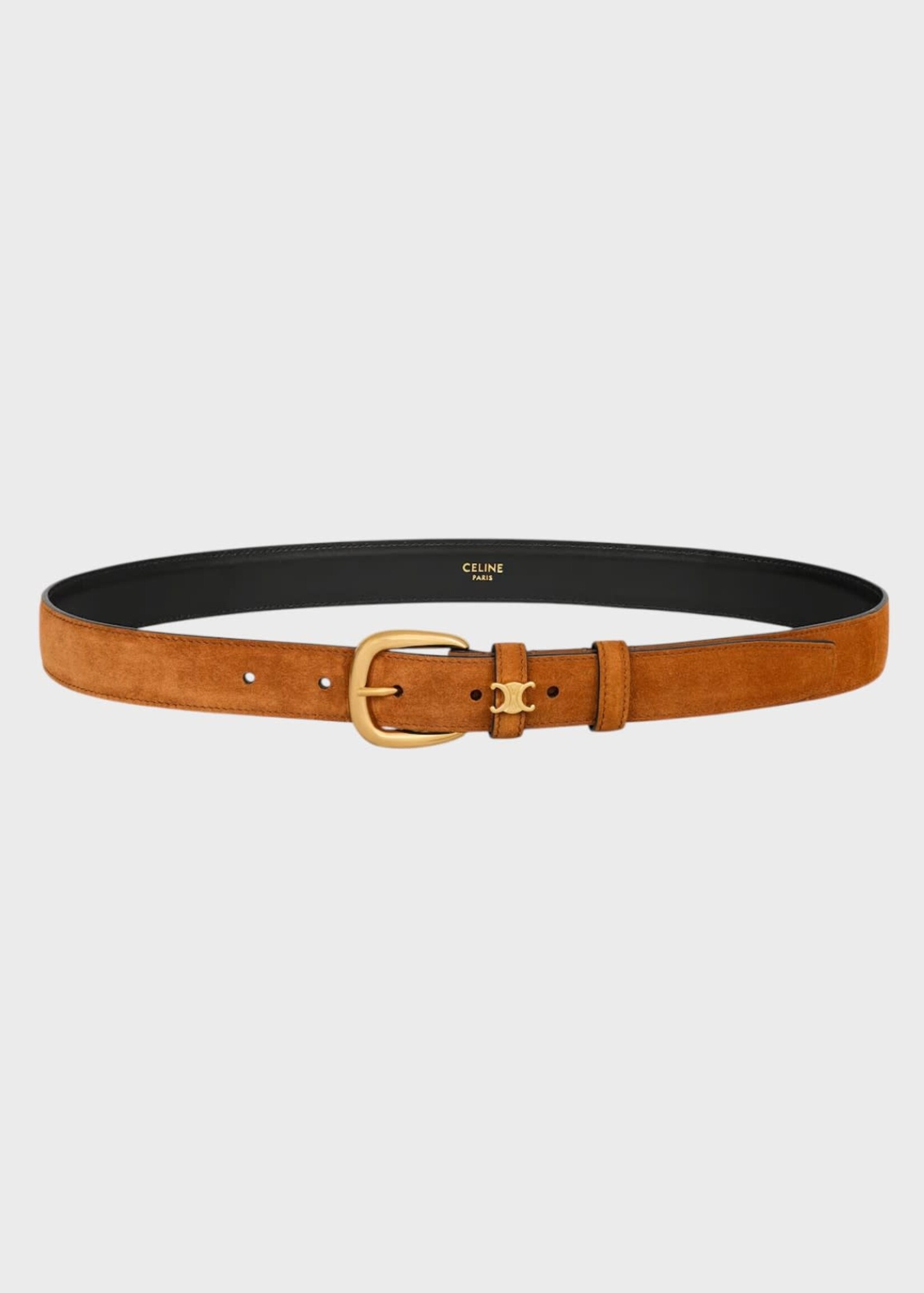 Celine Celine Belt, Brown, Suede Calfskin Medium 25Mm Belt In Fauve
