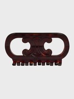 Celine Celine Hair Accessory, Brown, Acetate & Steel Maillon Triomphe Hair Claw In Dark Havana