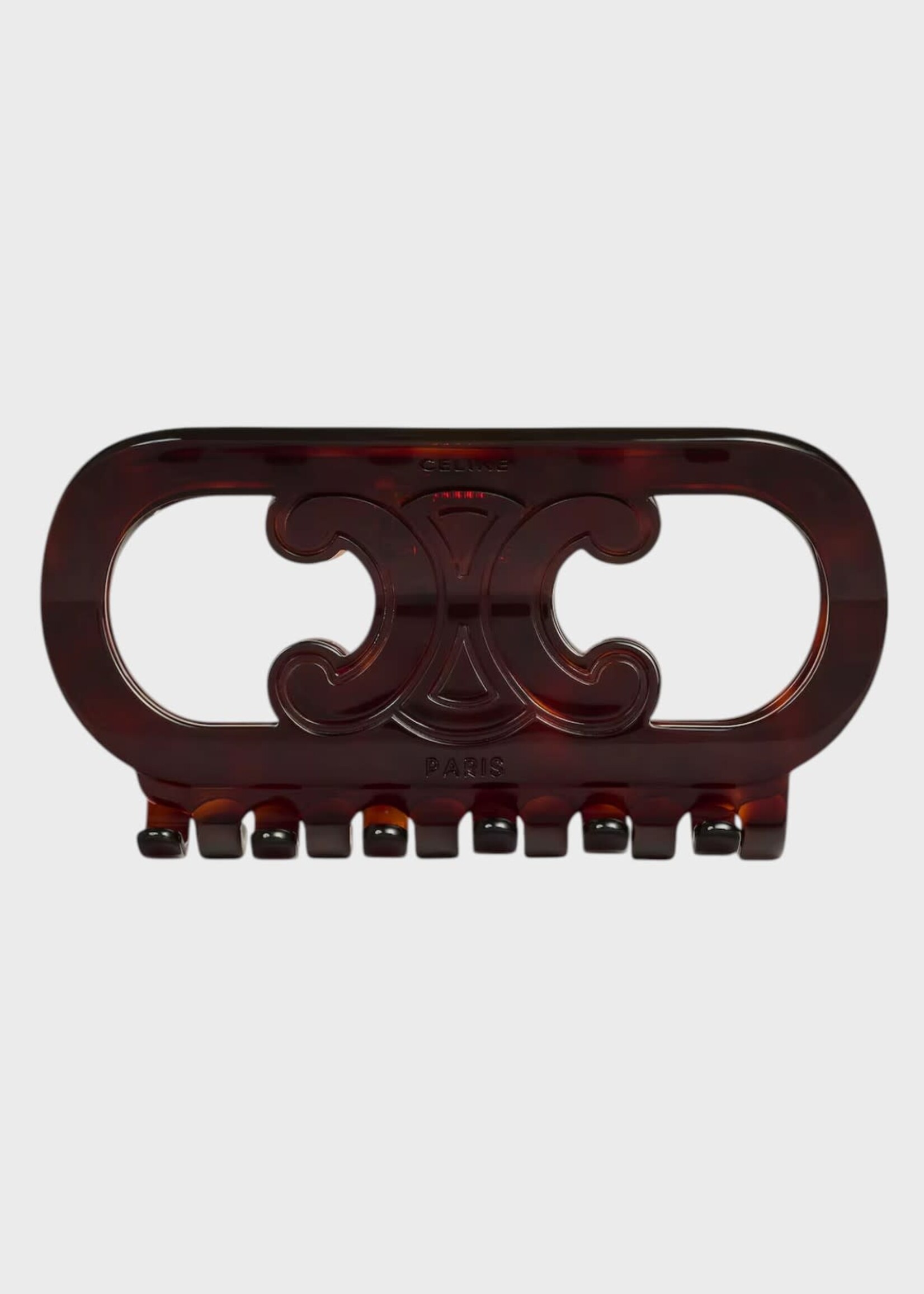 Celine Celine Hair Accessory, Brown, Acetate & Steel Maillon Triomphe Hair Claw In Dark Havana