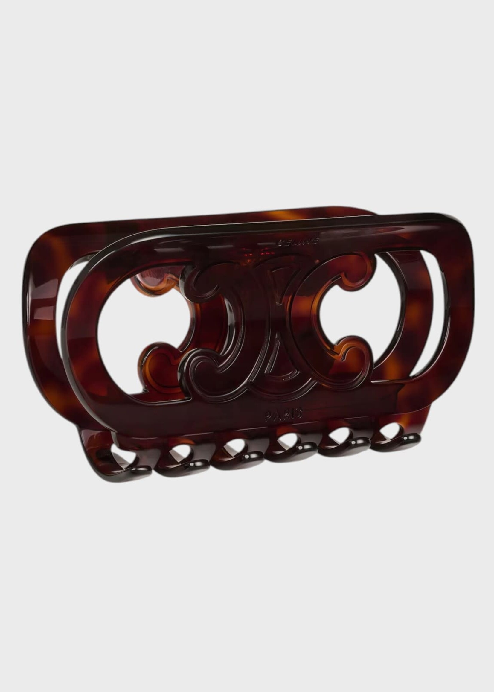Celine Celine Hair Accessory, Brown, Acetate & Steel Maillon Triomphe Hair Claw In Dark Havana