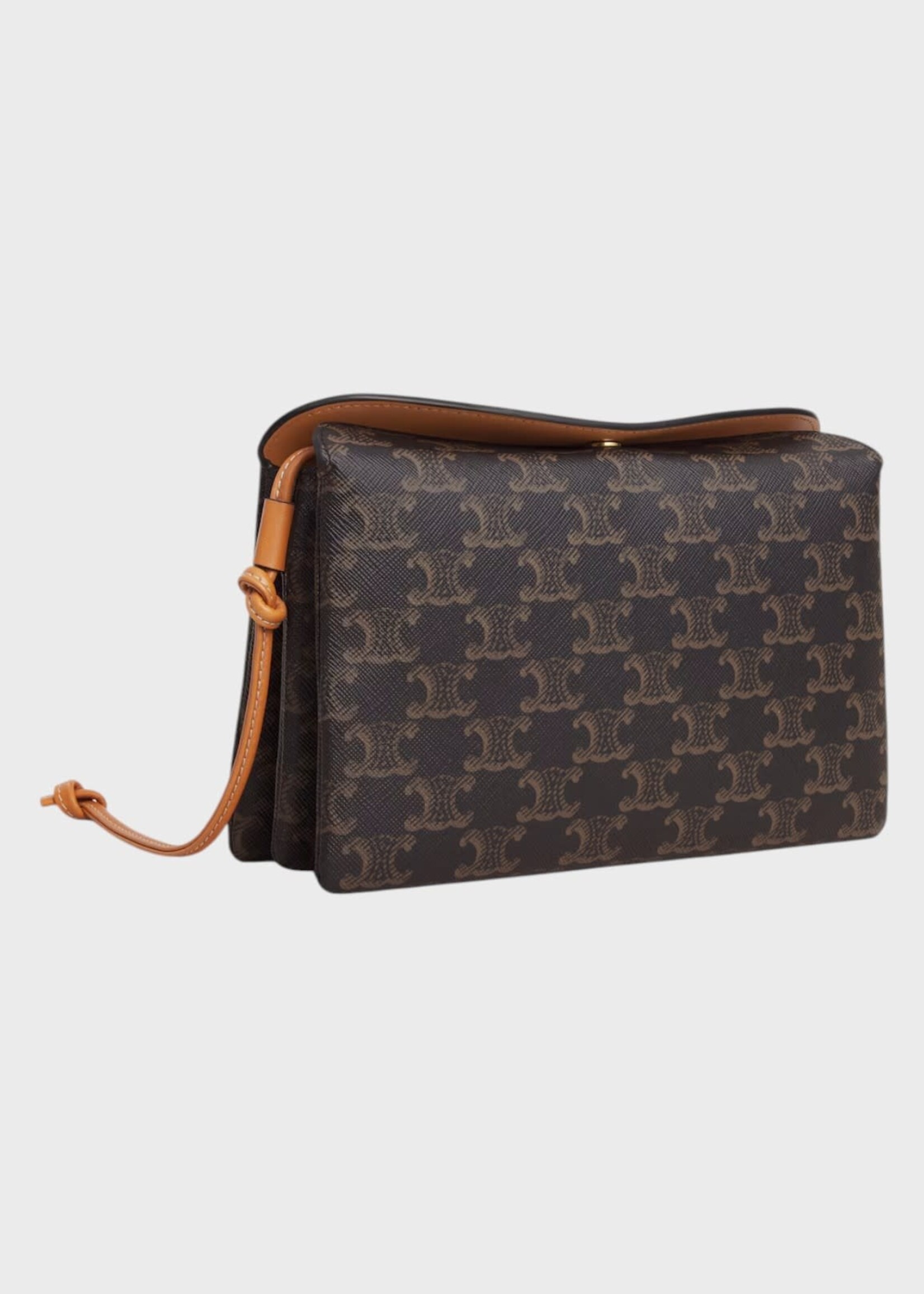 Celine Celine Bag, Brown, Trio Flap Triomphe Canvas In Miel