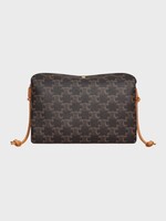 Celine Celine Bag, Brown, Trio Flap Triomphe Canvas In Miel