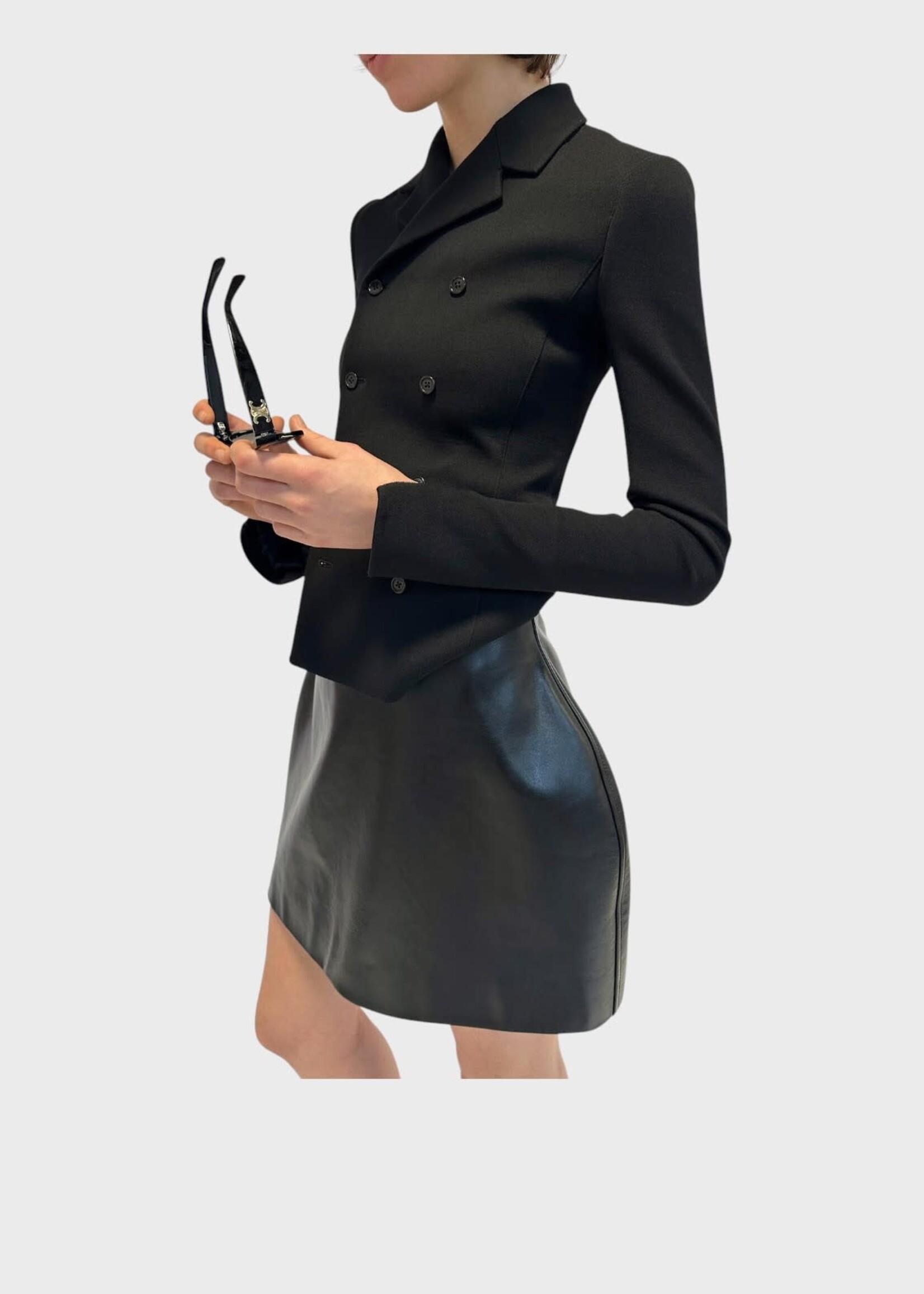 Celine Celine Skirt, Black, Calfskin 2D Mini Skirt In Black