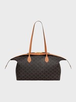Celine Celine Bag, Brown, Triomphe Canvas & Calfskin Large Duffle Bag In Miel