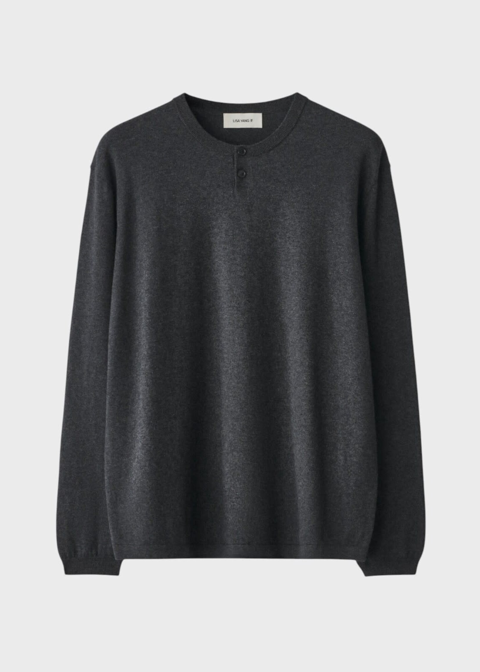 Lisa Yang Lisa Yang Knitwear, Grey, Carsten Cotton & Cashmere Sweater in Eclipse