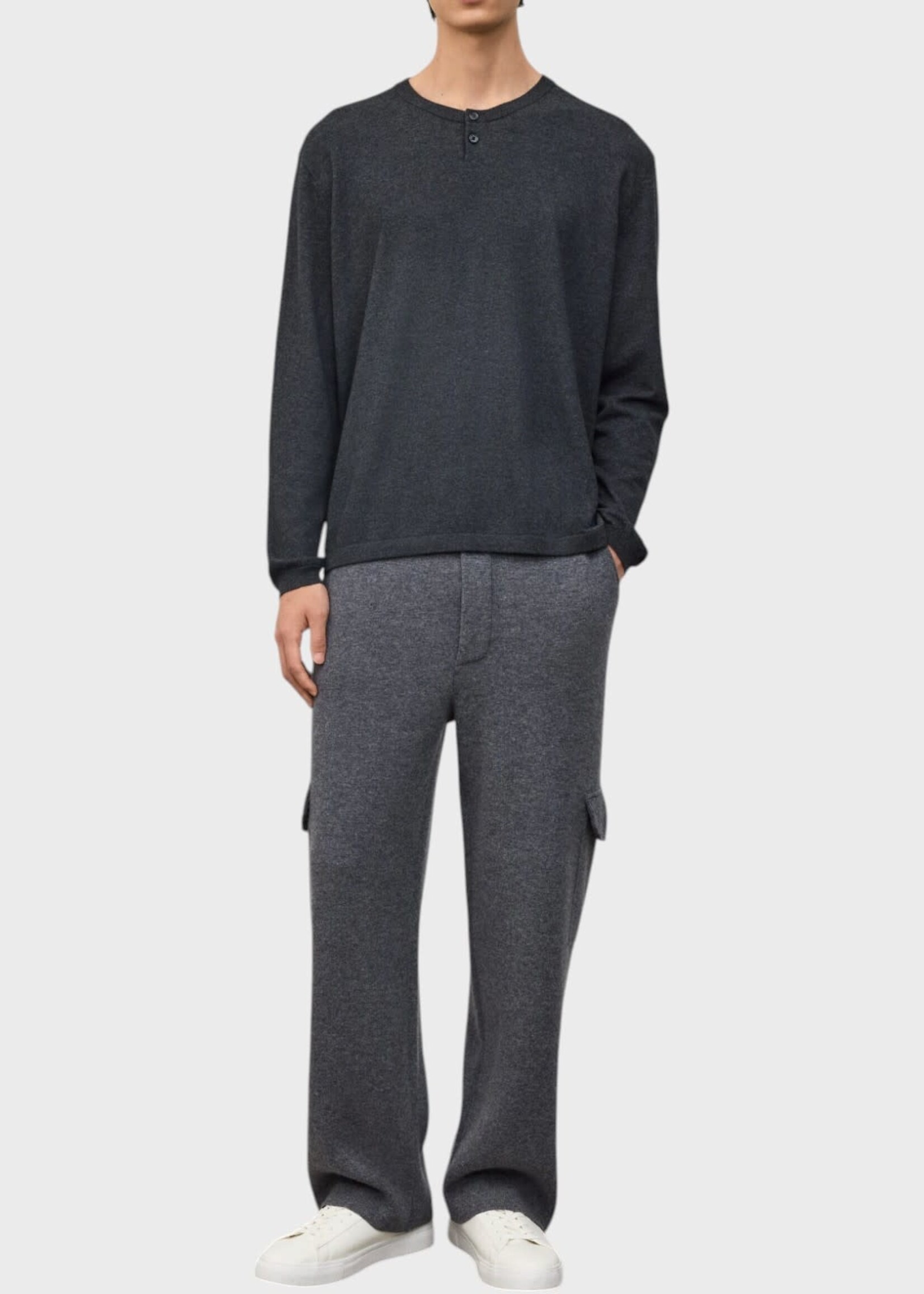 Lisa Yang Lisa Yang Knitwear, Grey, Carsten Cotton & Cashmere Sweater in Eclipse