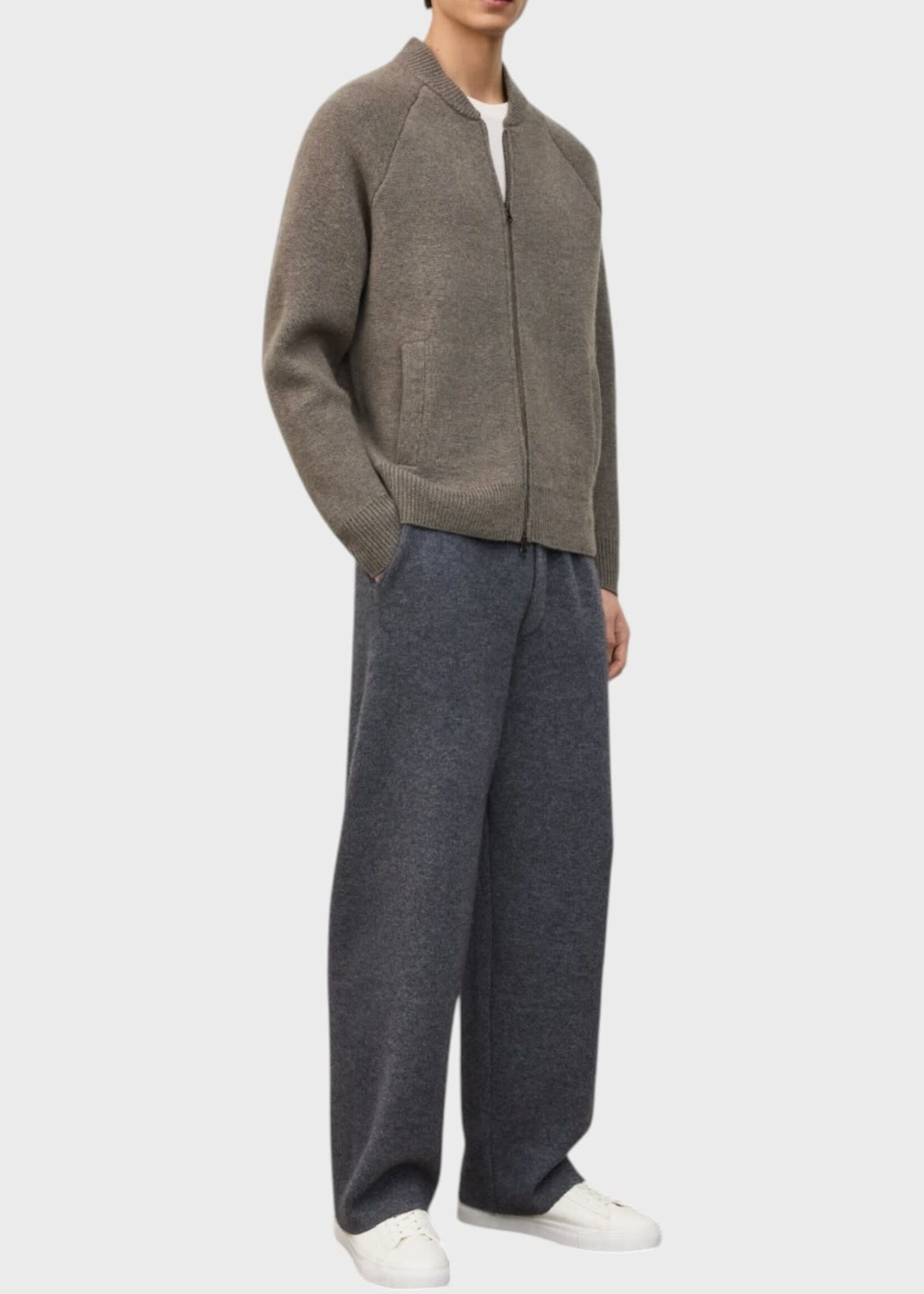 Lisa Yang Lisa Yang Knitwear, Grey, Fionn Cashmere Cardigan Bomber Jacket in Graphite