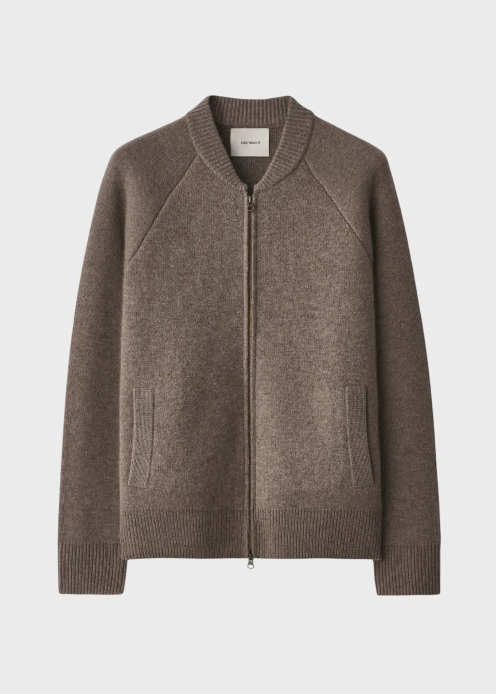 Lisa Yang Lisa Yang Knitwear, Grey, Fionn Cashmere Cardigan Bomber Jacket in Graphite