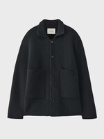 Lisa Yang Lisa Yang Knitwear, Black, Louis Cashmere Collared Cardigan Jacket in Black w/ Patch Pockets