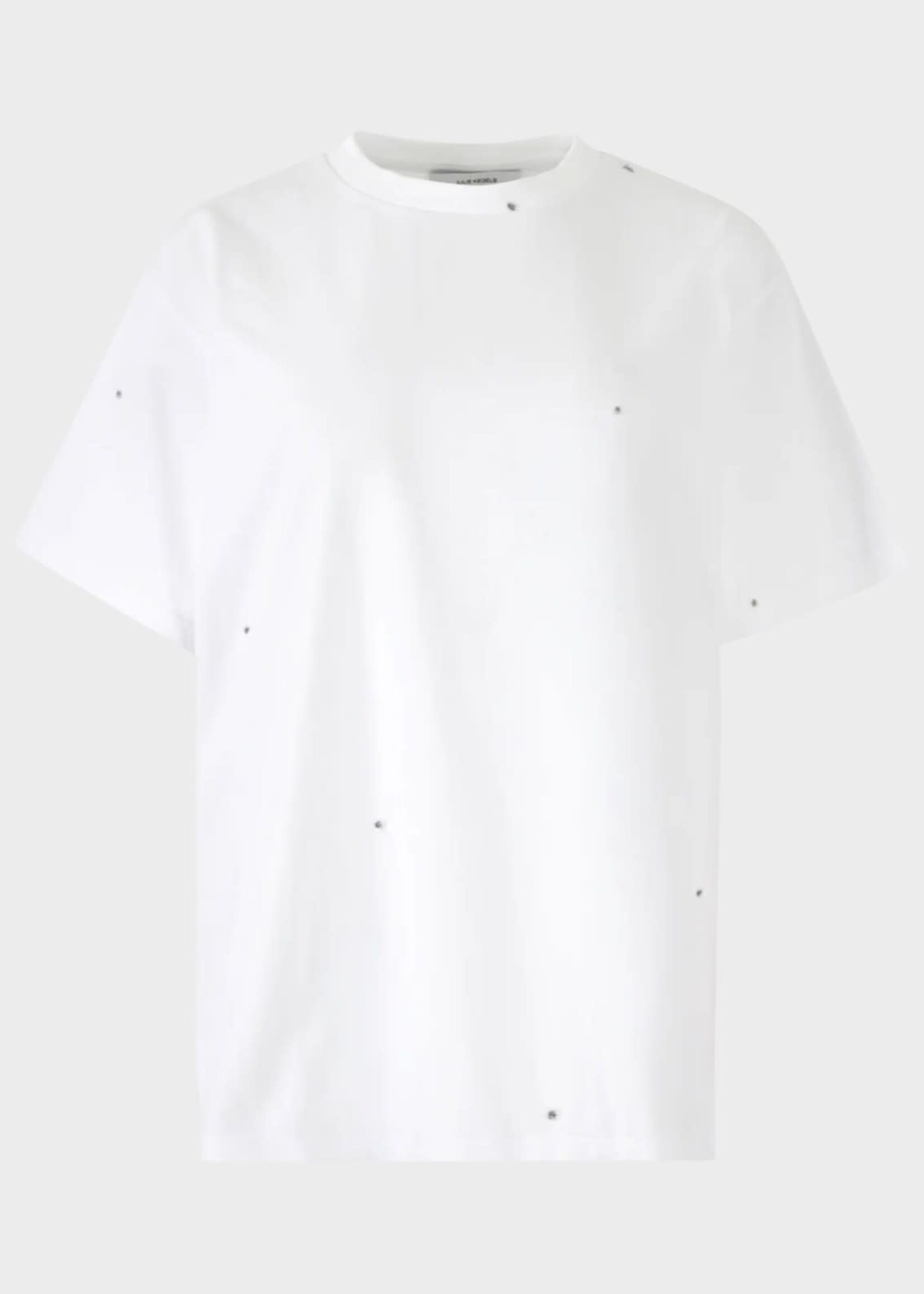 Julie Kegels Julie Kegels T-Shirt, White, Jony Cotton Crew Neck T-Shirt w/ Plushy Embroidery