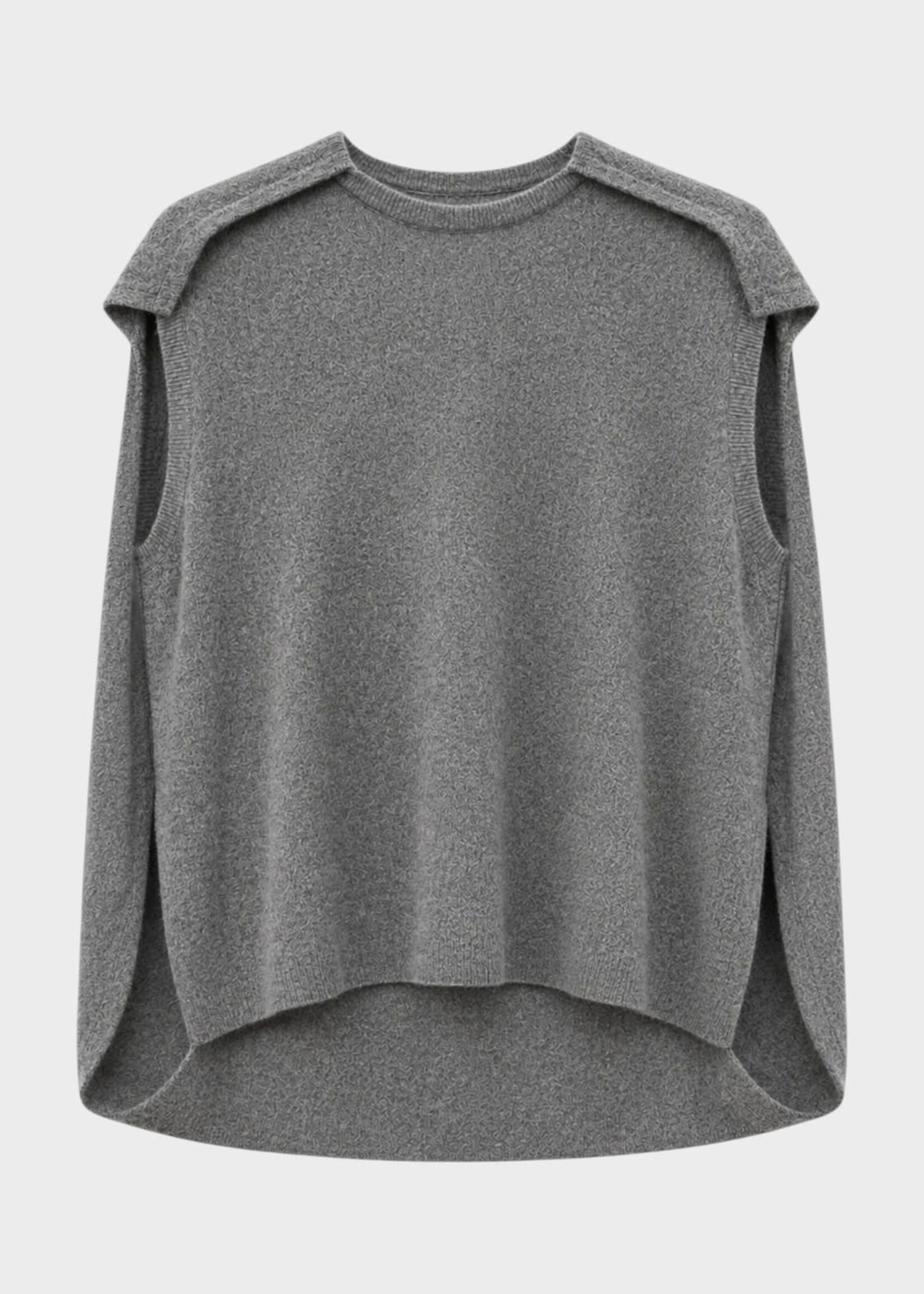 Julie Kegels Julie Kegels Dress, Grey, Wool Sleeveless Cape Mini Dress In Grey w/ Broken Mirrors