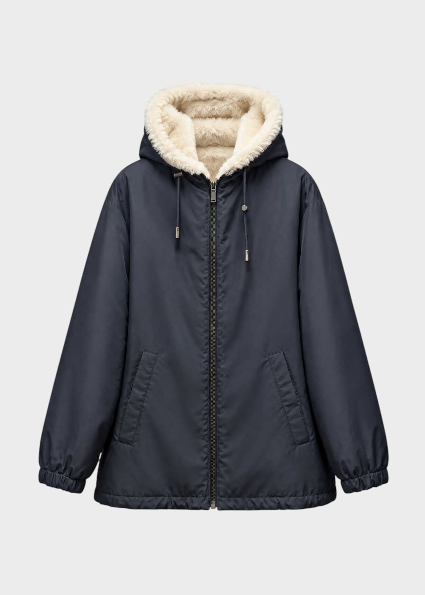 Yves Salomon Yves Salomon Jacket, Multi, Technical Fabric Reversible Lamb Parka In Black & Ivory