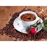 Koffie met hartje en roos