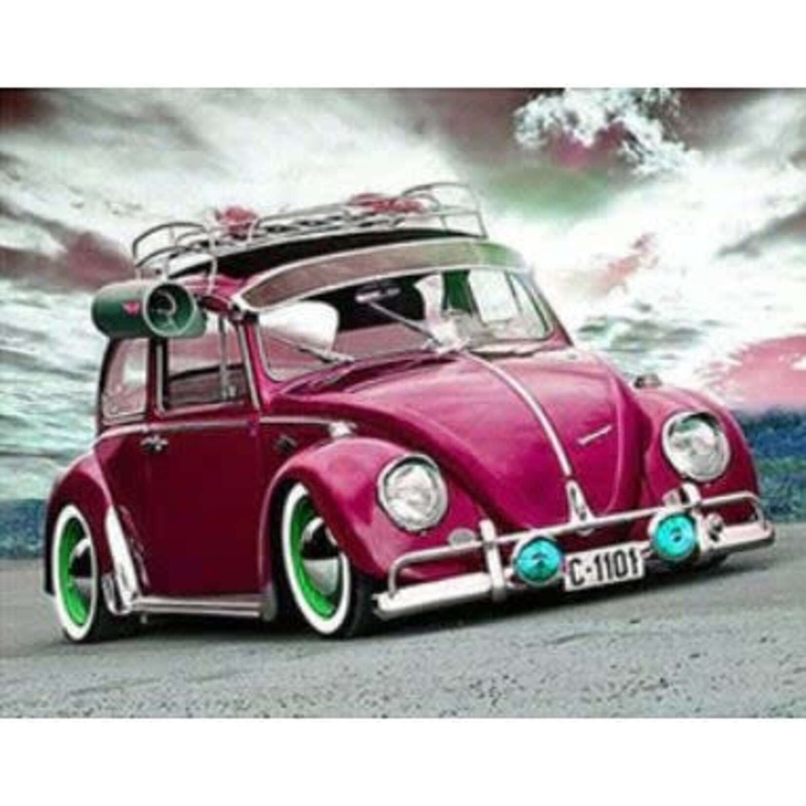 Bordeauxkleurige VW kever