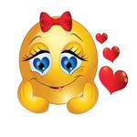 Emoji omringd met hartjes