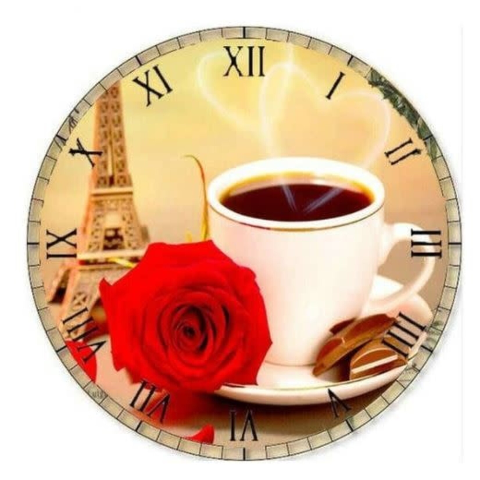 Klok met roos en koffie