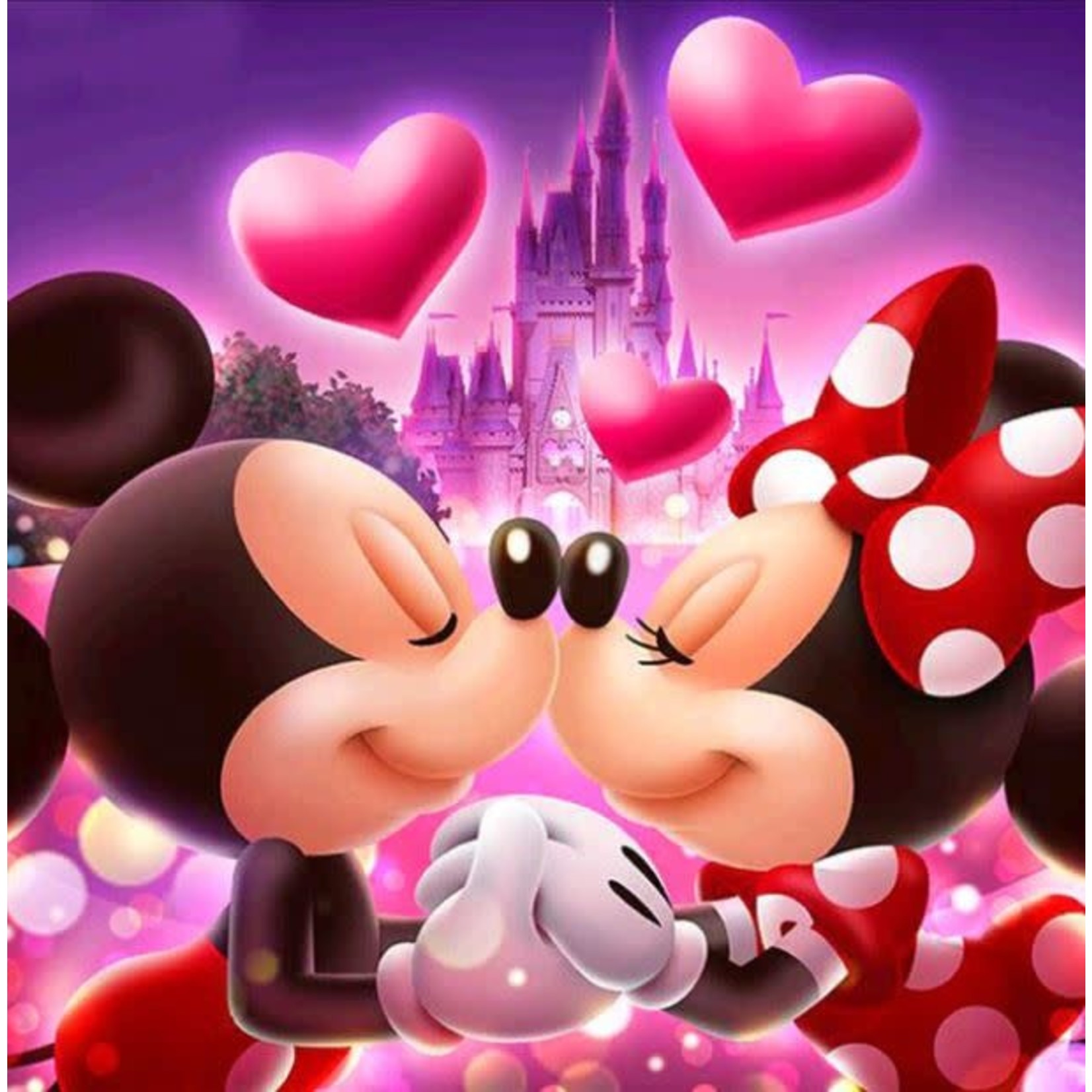 Minnie en Mickey Mouse hartjes en kasteel