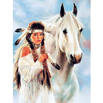 Indianenmeisje met wit paard