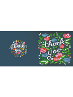 Wenskaart – Thank you – bloemen – groene achtergrond