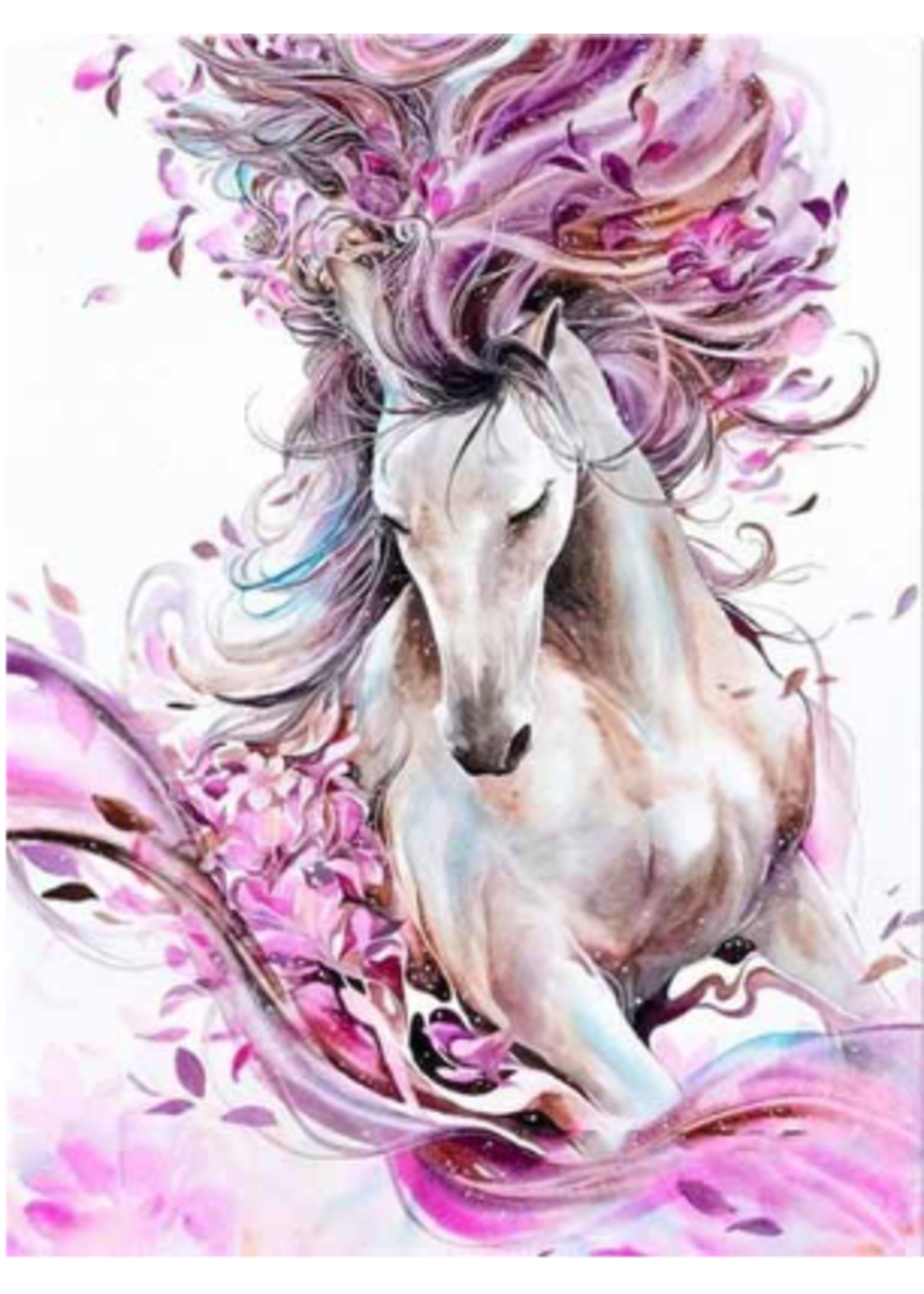 Wit paard met roze manen