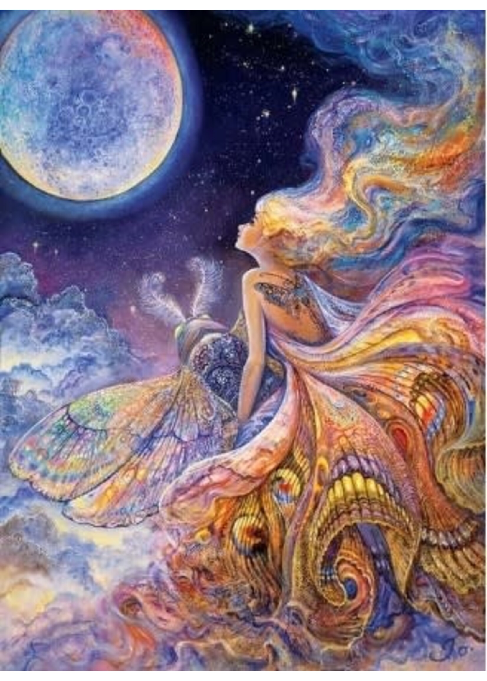 kleurig meisje vliegend op vlinder