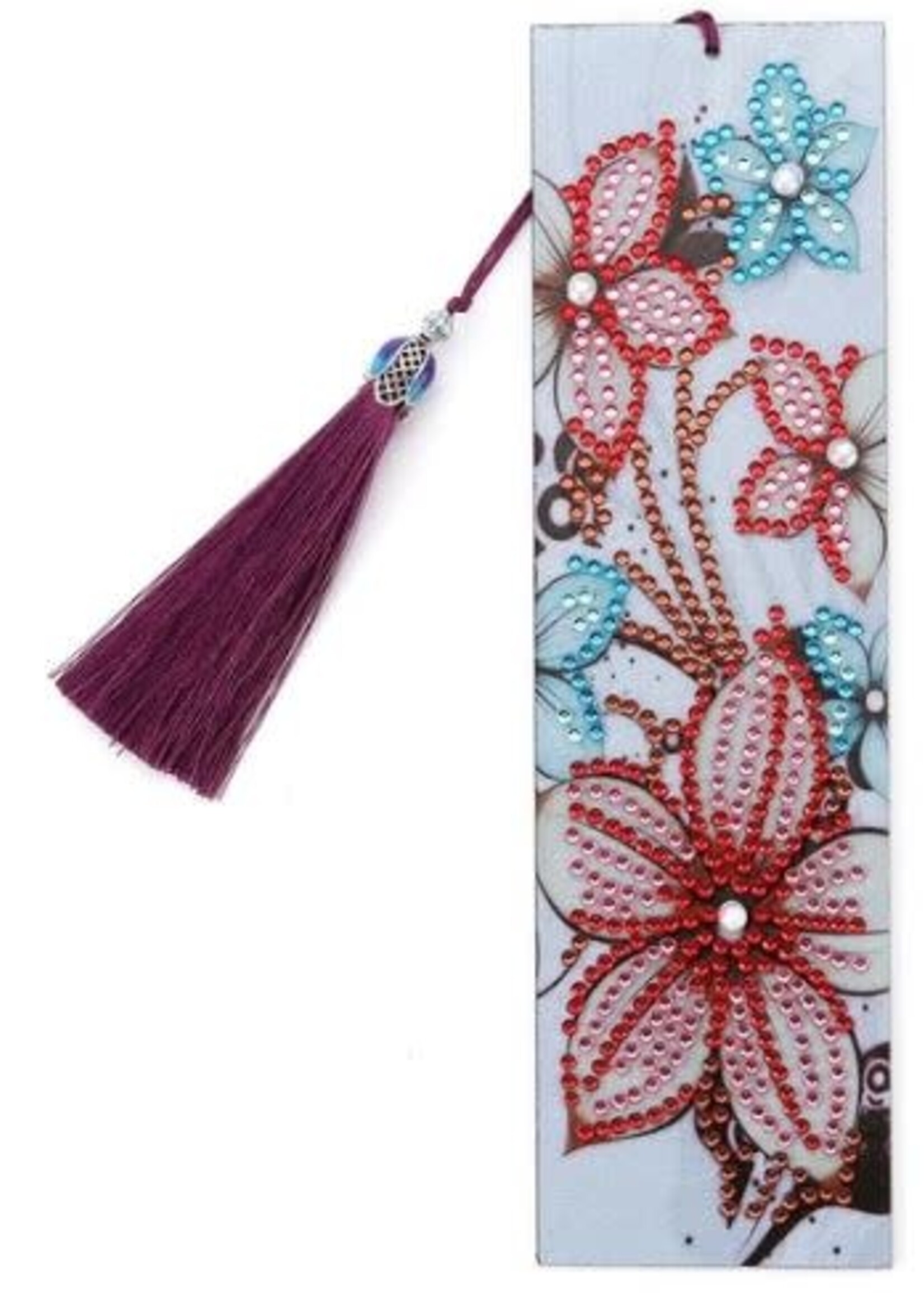 Boekenwijzer – Roze en blauwe bloemen