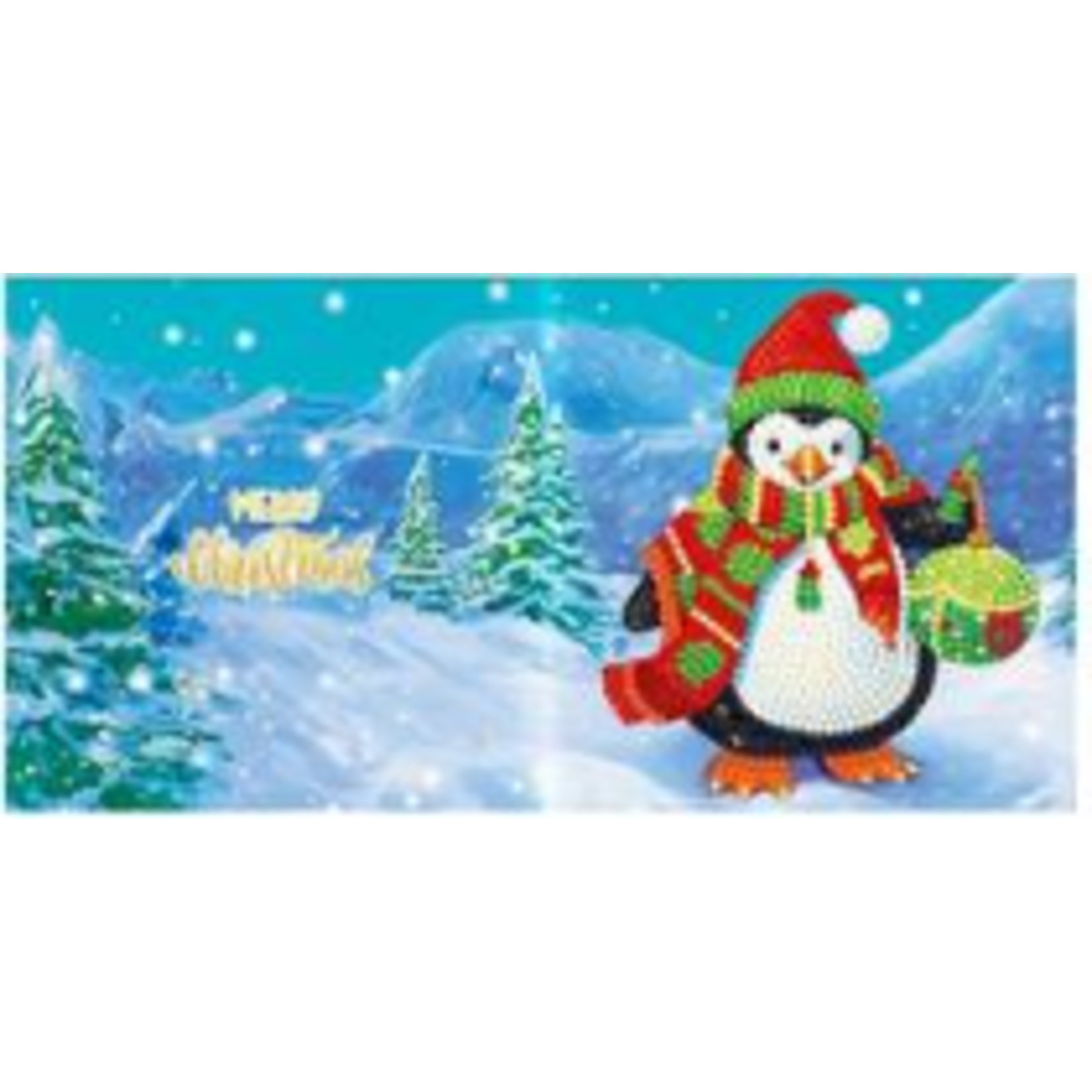 Kerstkaart – Pinguin met rode muts
