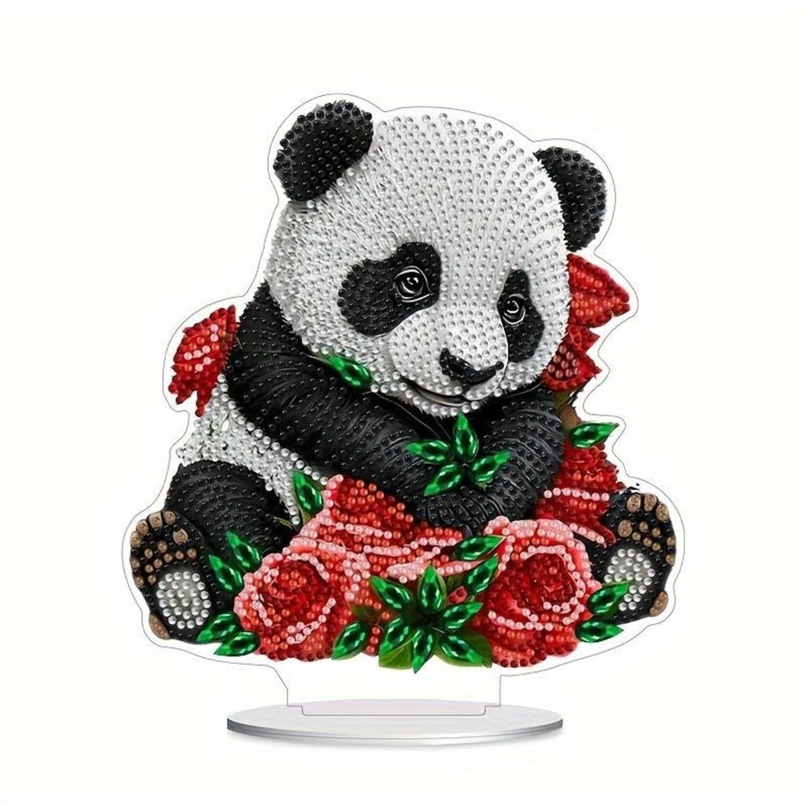 Staander – Panda met roosjes