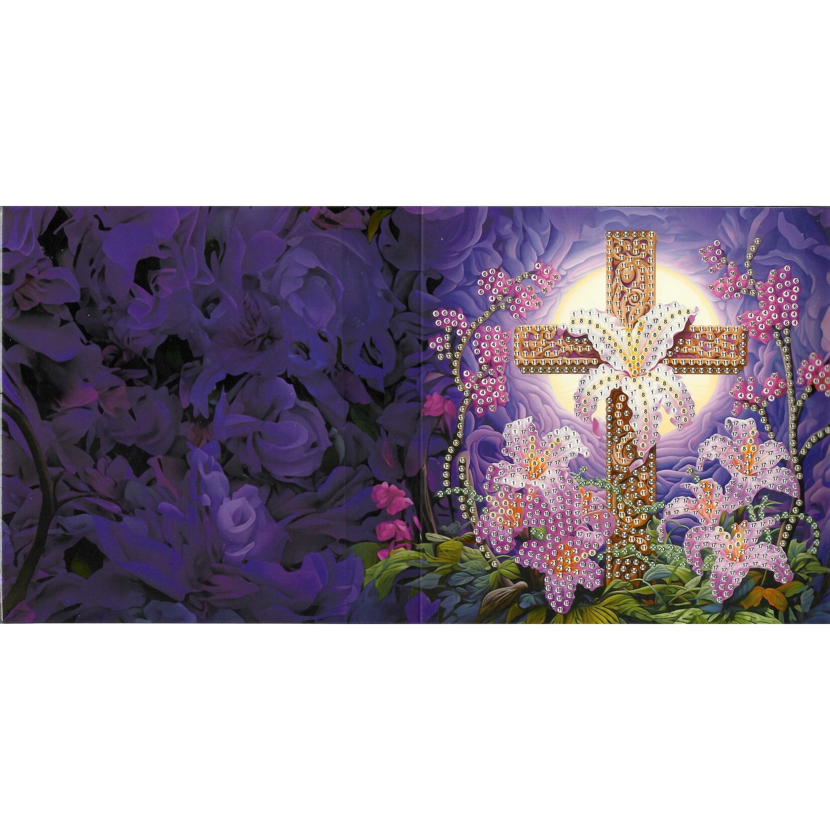 Wenskaart – Kruis 2 omringd door bloemen