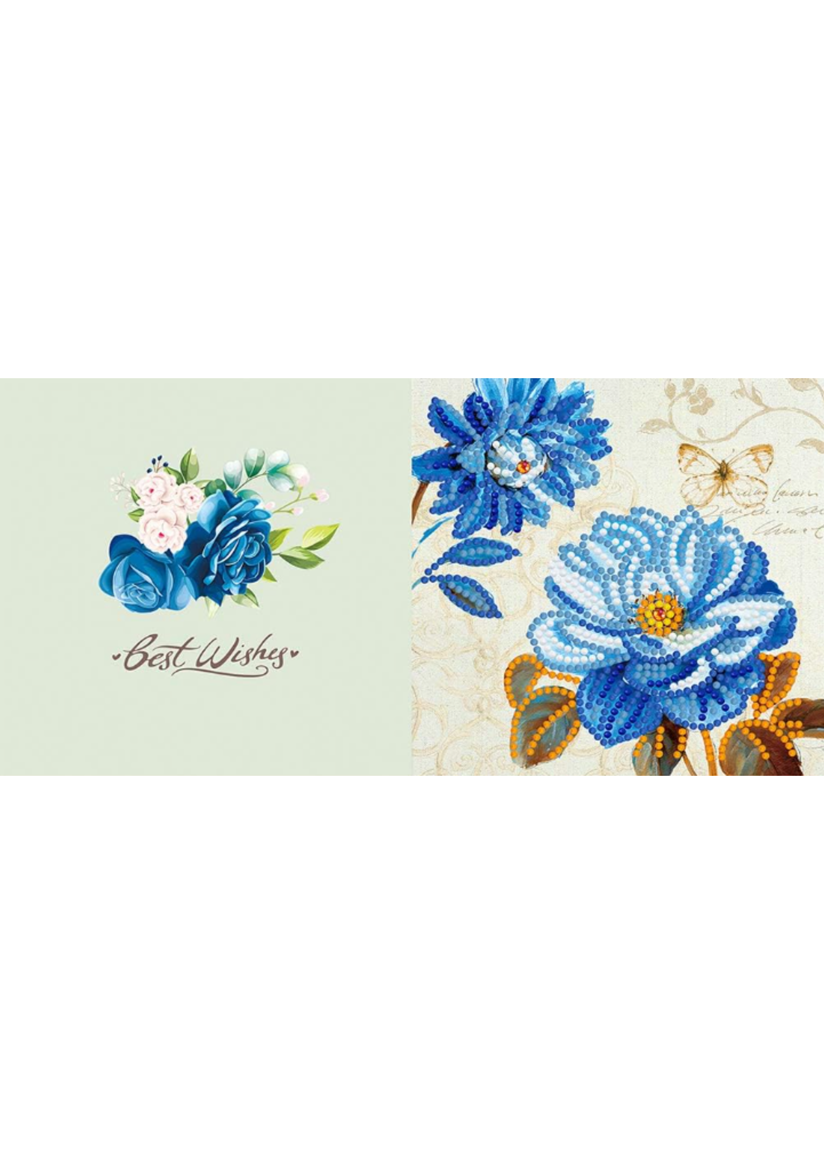 Wenskaart Best Wishes – Blauwe bloemen